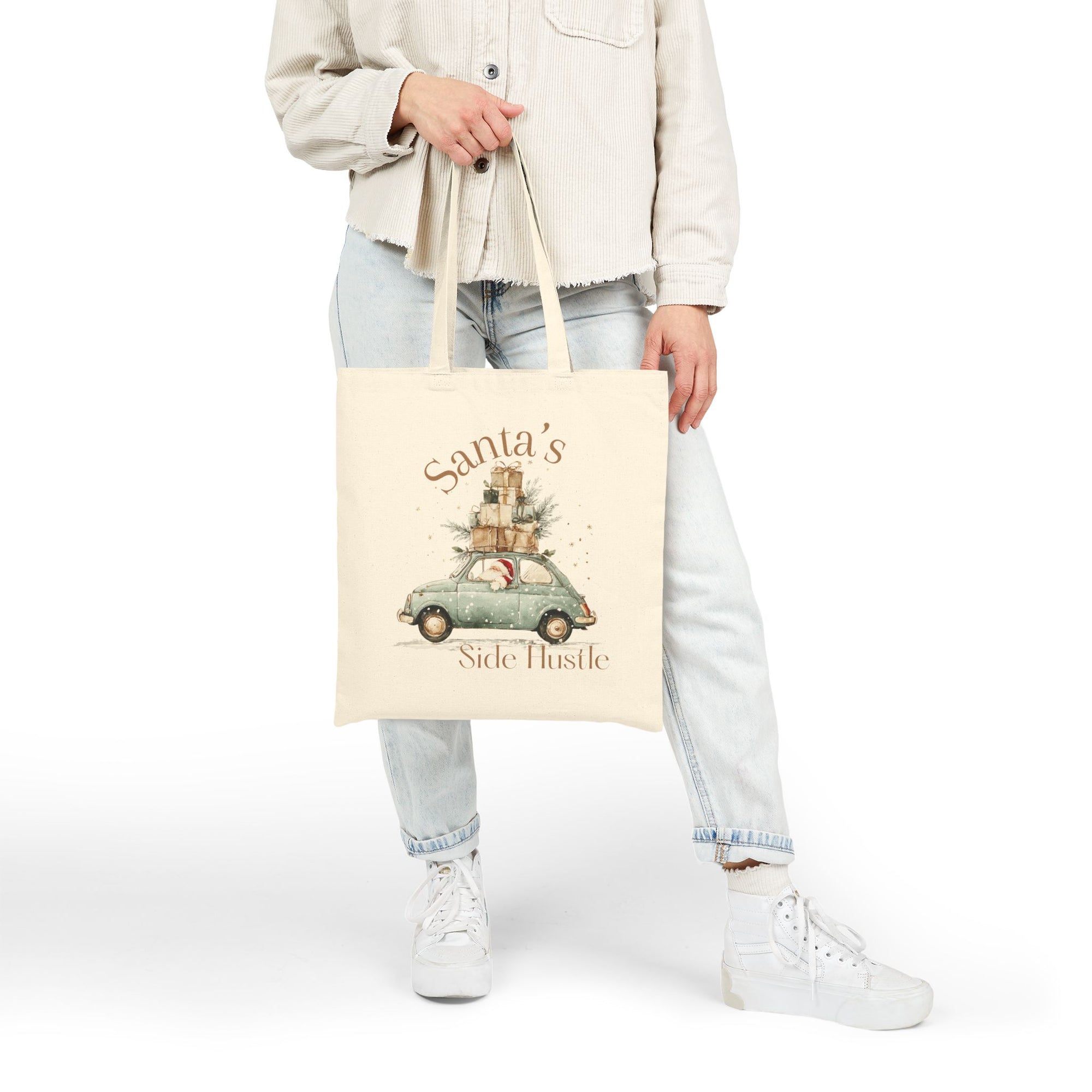 "Santa's Side Hustle" Vintage Christmas Car Tote Bag