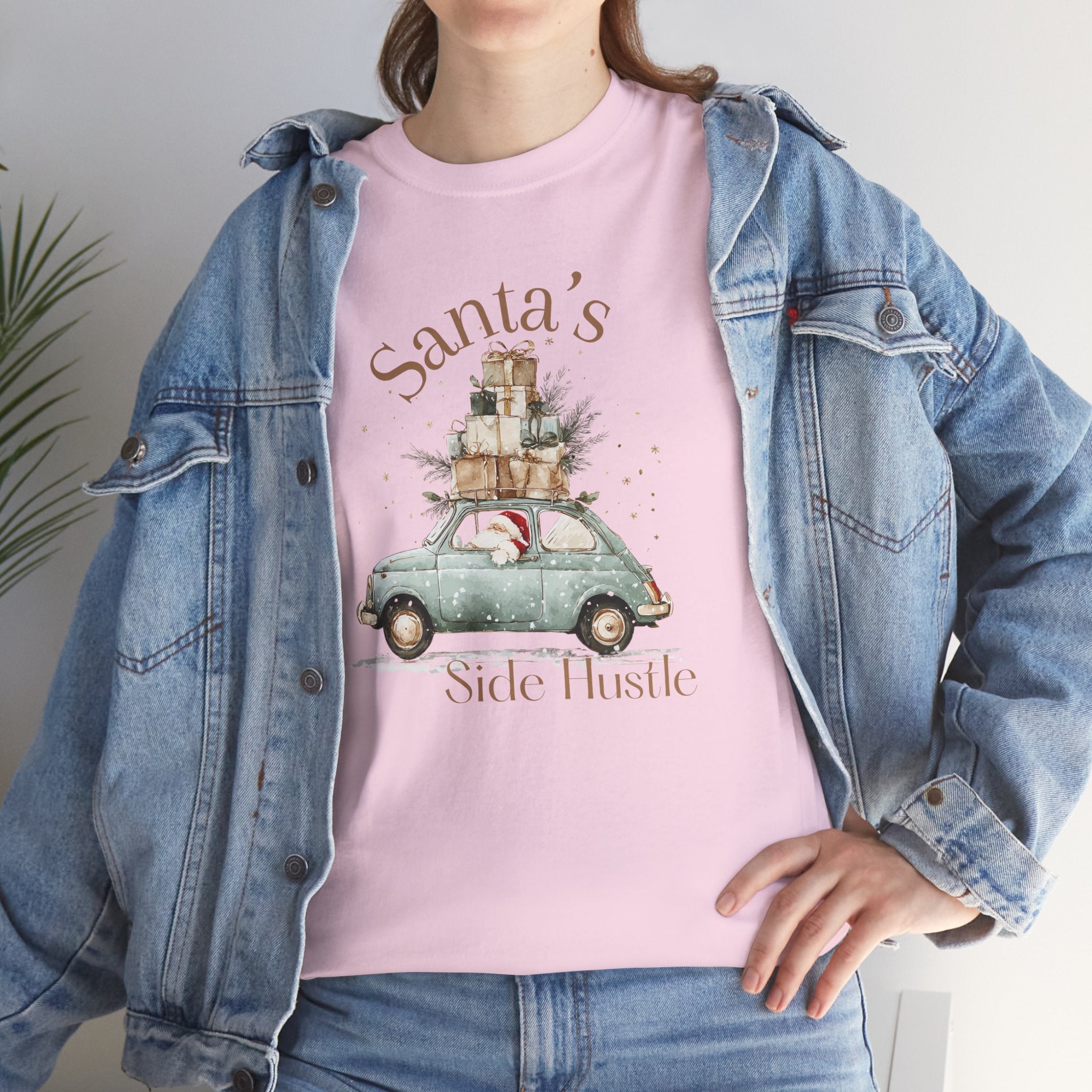 "Santa's Side Hustle" Vintage Car Holiday Tee Christmas T-Shirt