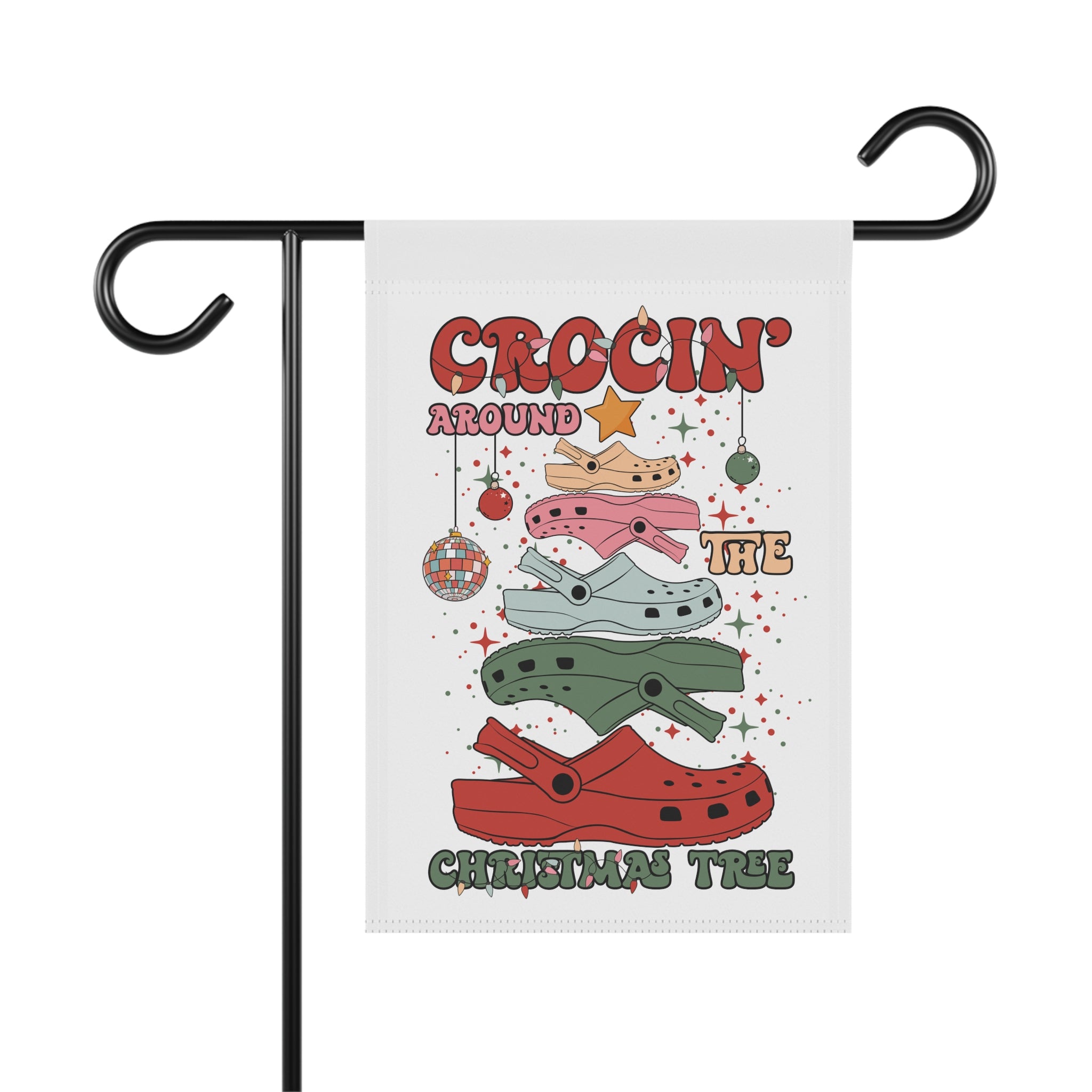 Crocin' Around the Christmas Tree funny winter garden flag, 12x18 yard decor