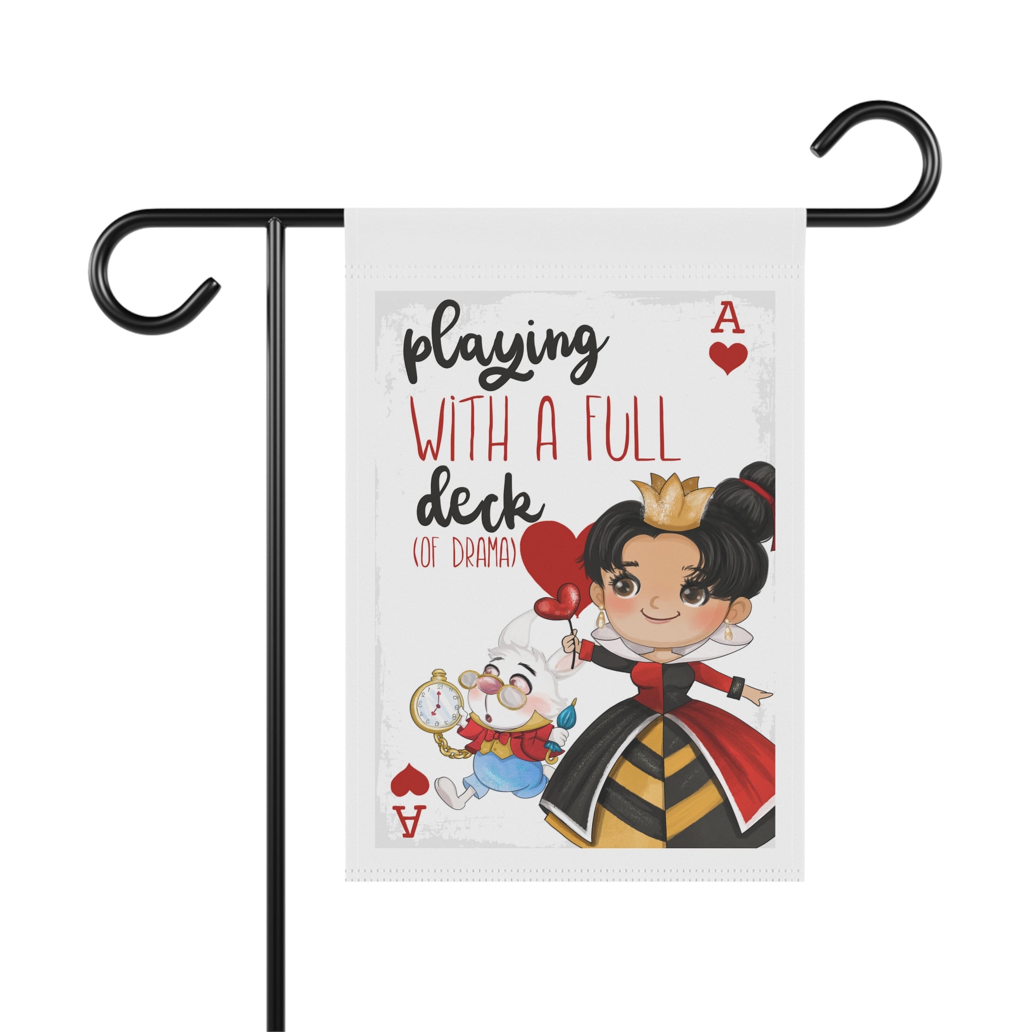 Playing with Deck of Drama Garden Flag 12x18 – Funny Wonderland Queen Hearts Family Yard Decor