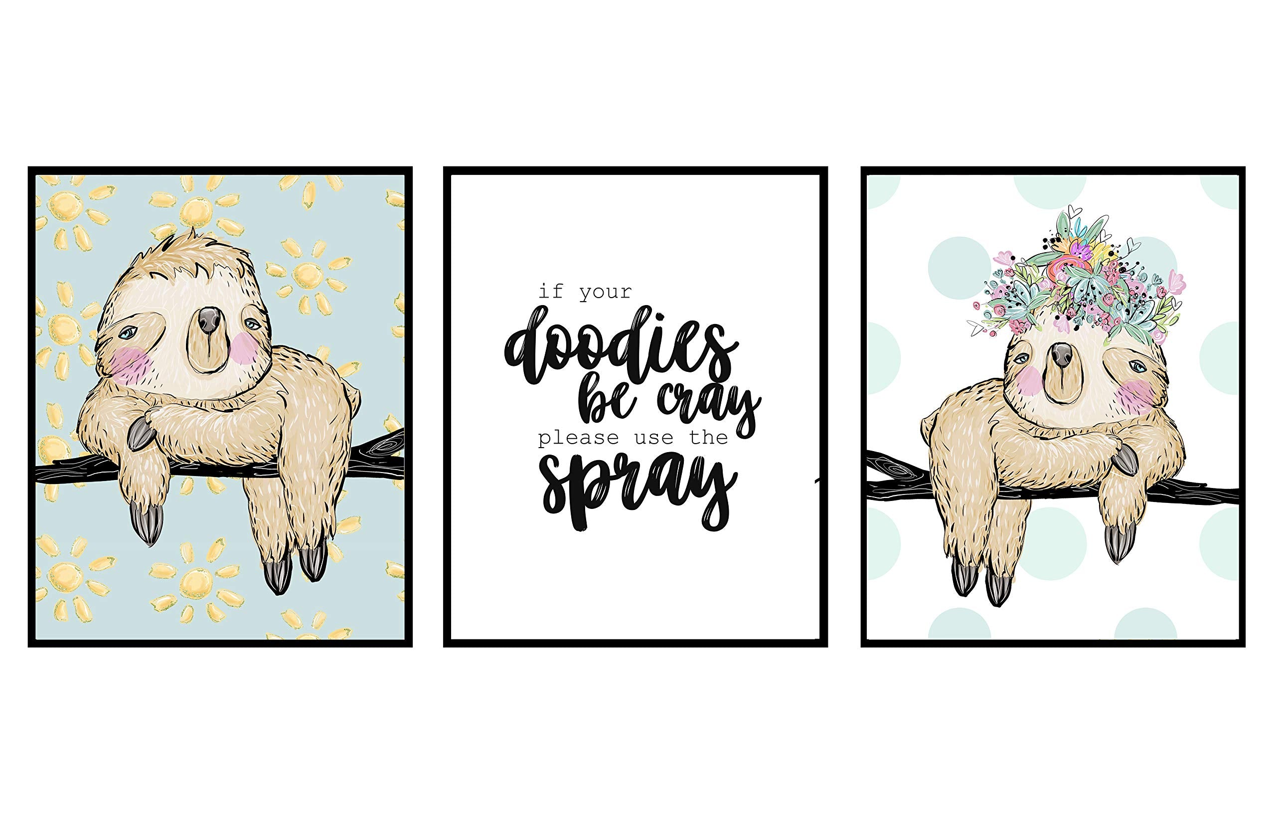 Sloth Mix and Match - Wall Art Prints Decoration Bath Room Humorous Funny