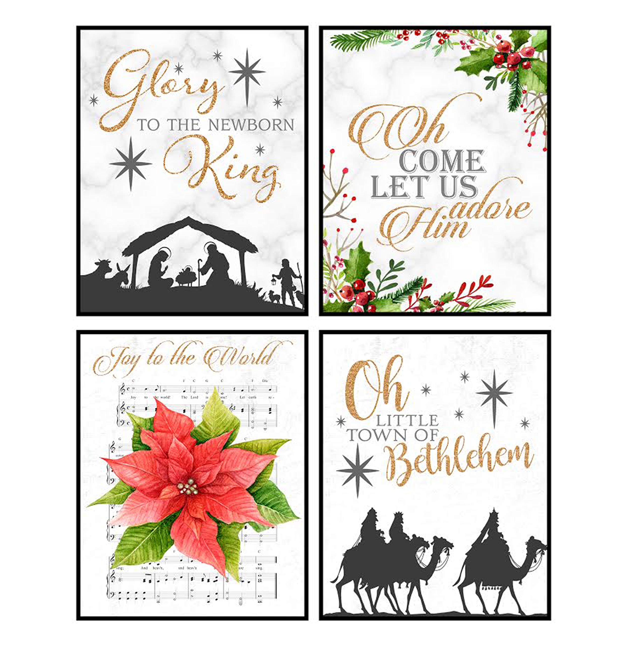 Vintage Themed Beautiful Christmas Art Print Wall Art Sets