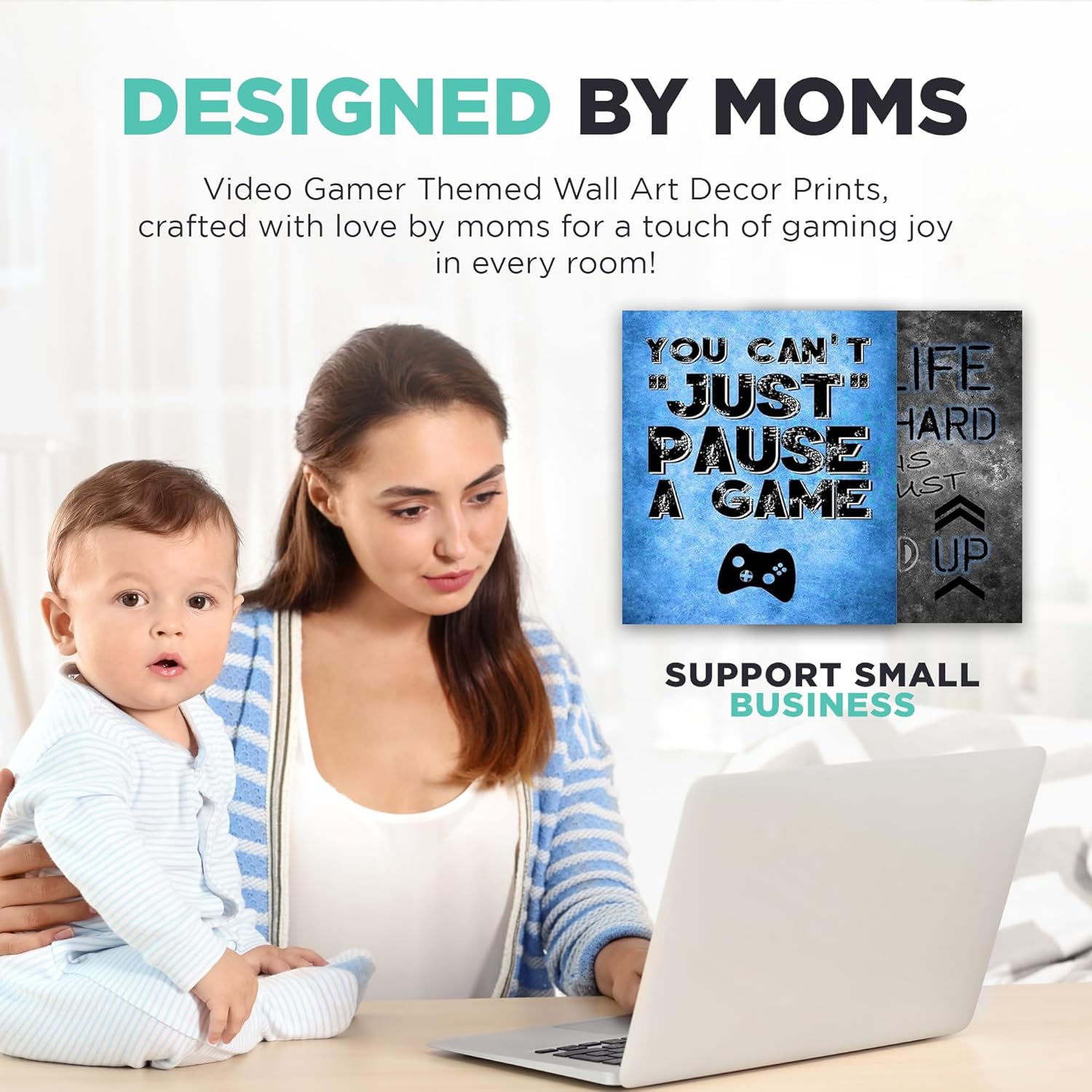 You Can't Just Pause A Game, Video Gamer Themed Wall Art Decor Prints