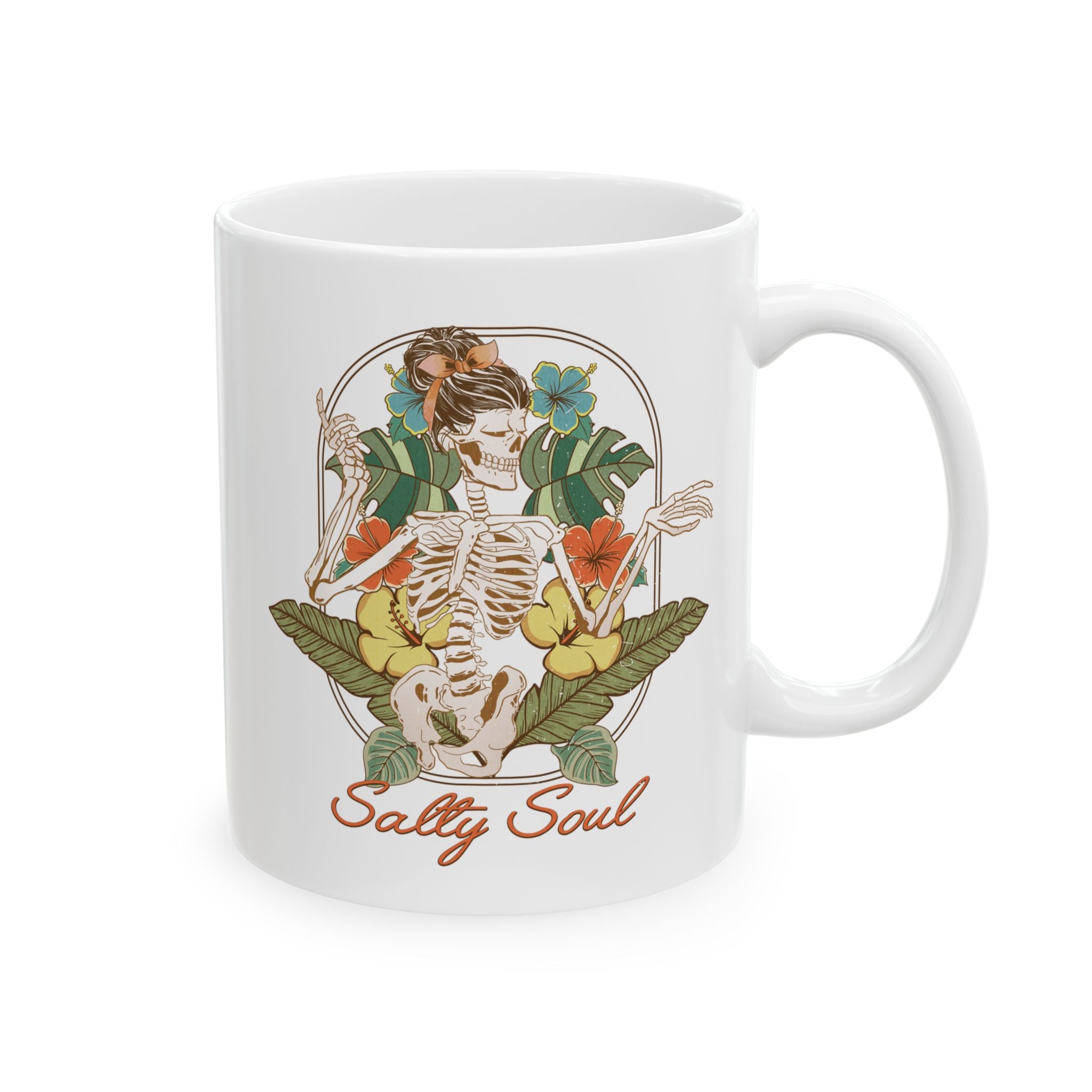 Salty Soul Skeleton Mug — Dark Humor Ceramic Coffee Cup (11oz & 15oz)