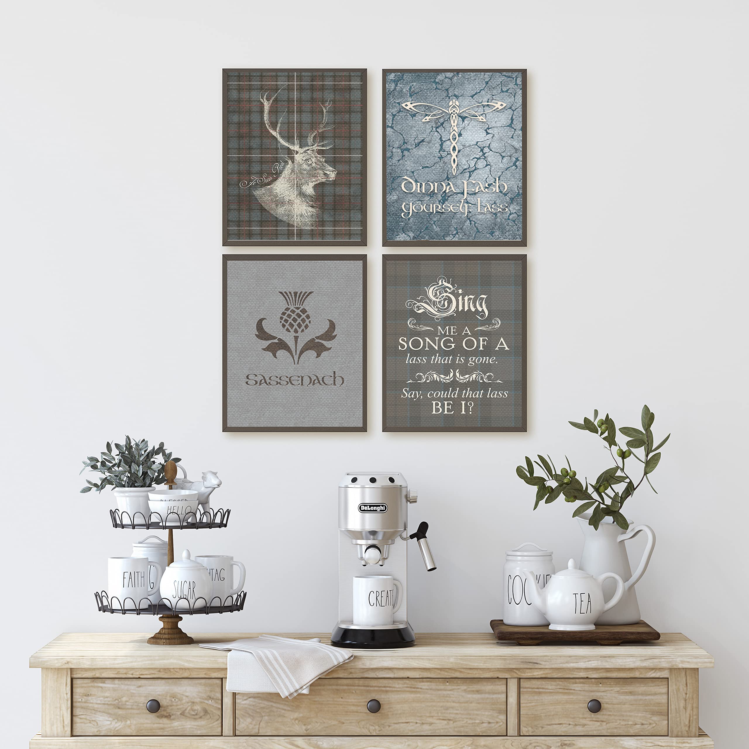 Je Suis Prest Scottish Highlands Wall Art Prints - Set of 4, 8x10 Celtic Decor
