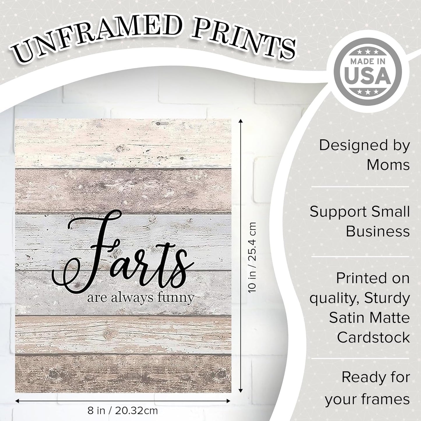 I Herd That! - Funny Farmhouse Bathroom Themed Decor Art Farm Rustic Wood Style Wall Prints Set Cow Pig Poster Signs Typography Cute Rules Toilet Paper Truck