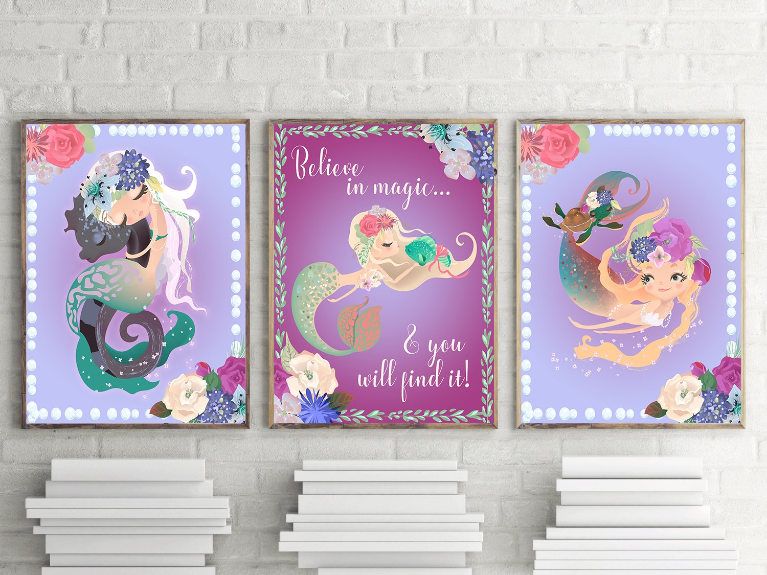 Bedroom Nursery Mermaid Sea Ocean Themed Wall Art Decor Decoration