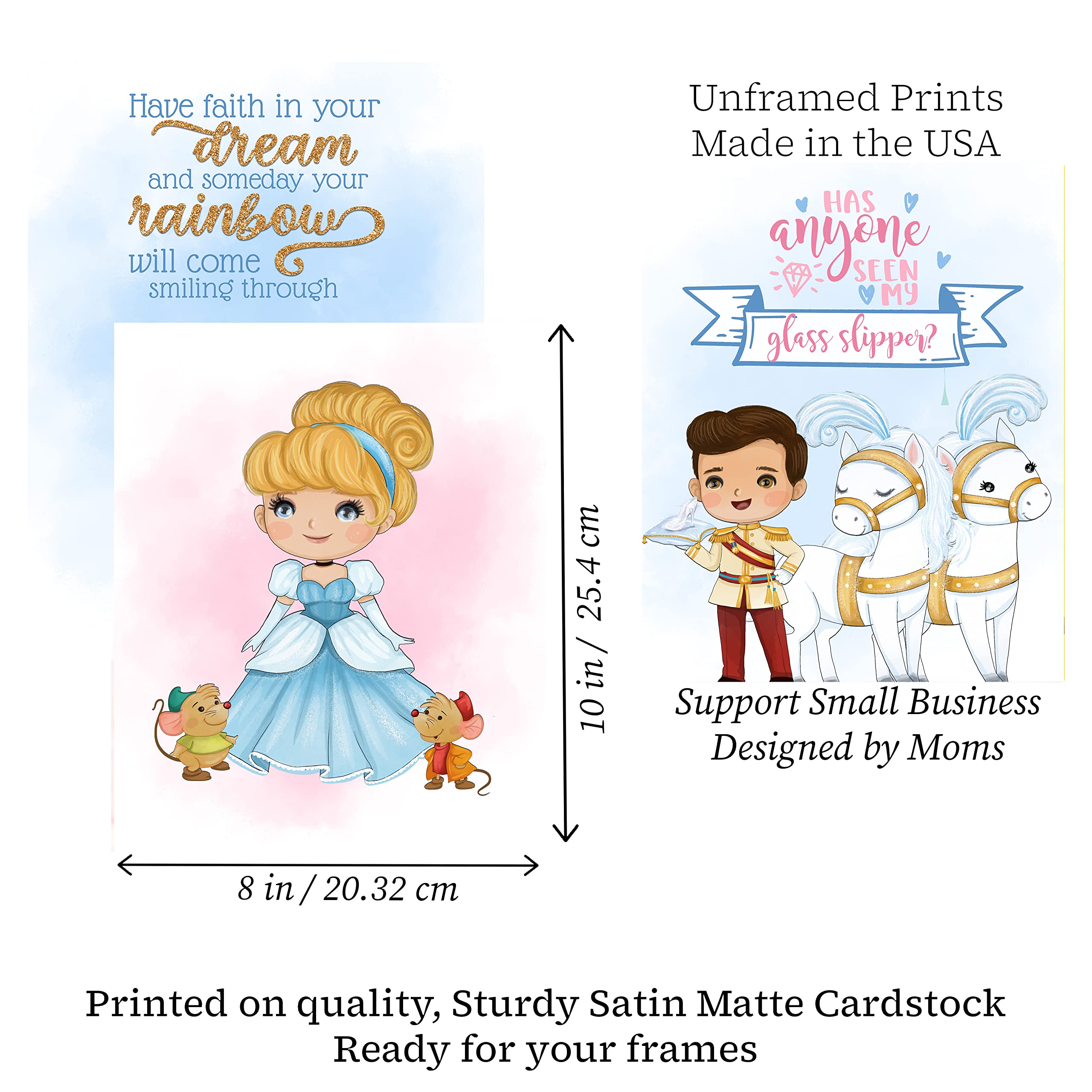 Fairytale Princess Themed Wall Art Prints Decor Decoration Room Home