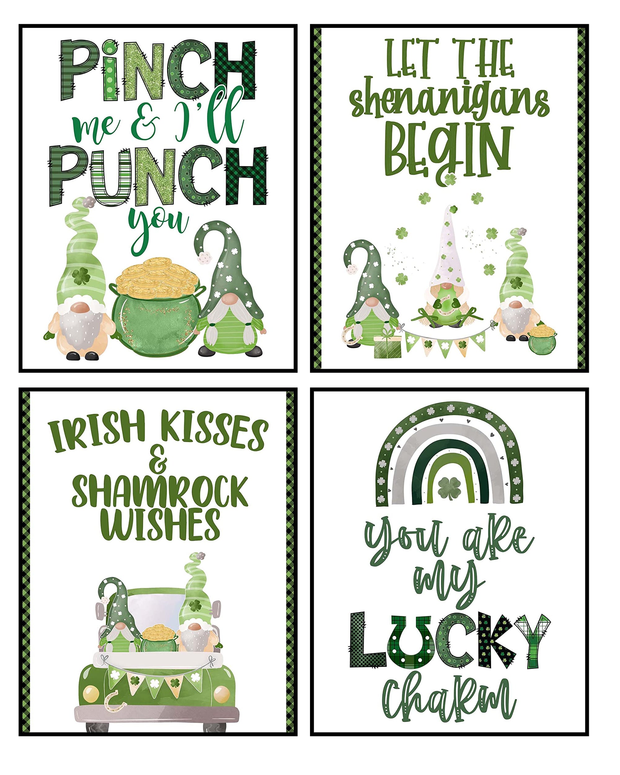 St Patricks Day Room Bathroom Wall Decor Print Art No Frame Accessory Decoration Decor Set Gnome Paddy