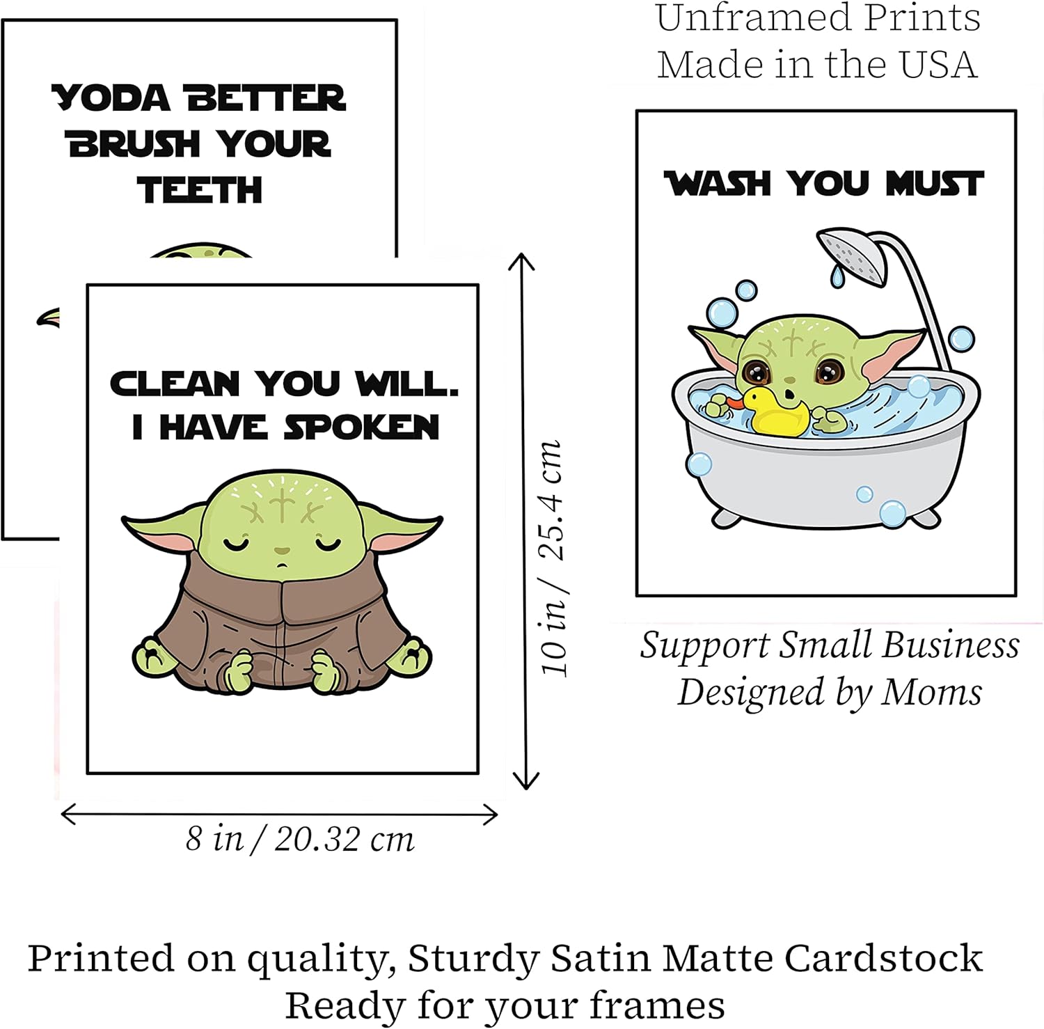 This Is The Way Bounty Hunter Bathroom Wall Art Decor Print Set featuring Baby Yoda