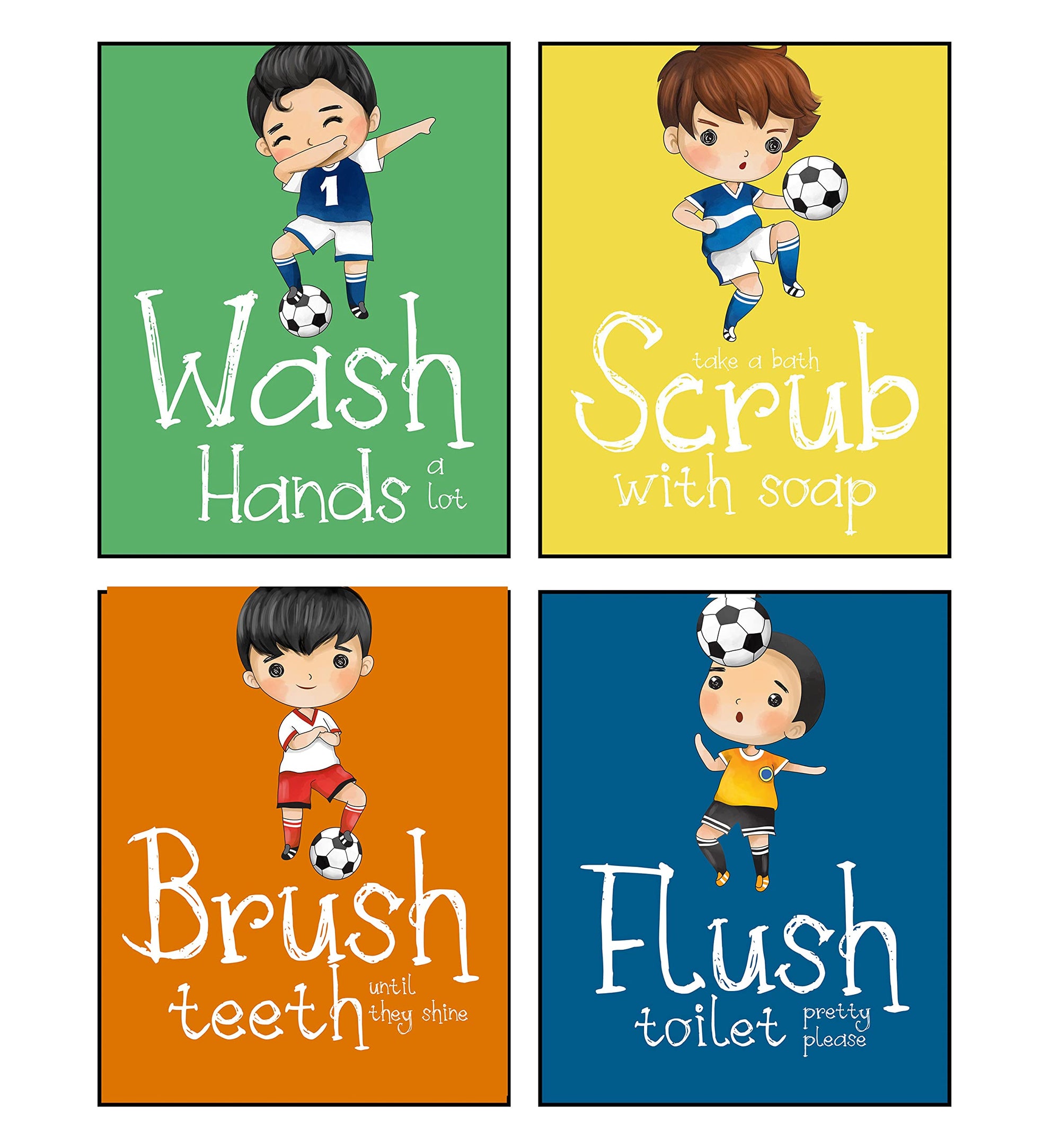 Soccer Themed Bath Room Decor (Bath Art) Bathroom Art Print Wall Hanging Poster Sign