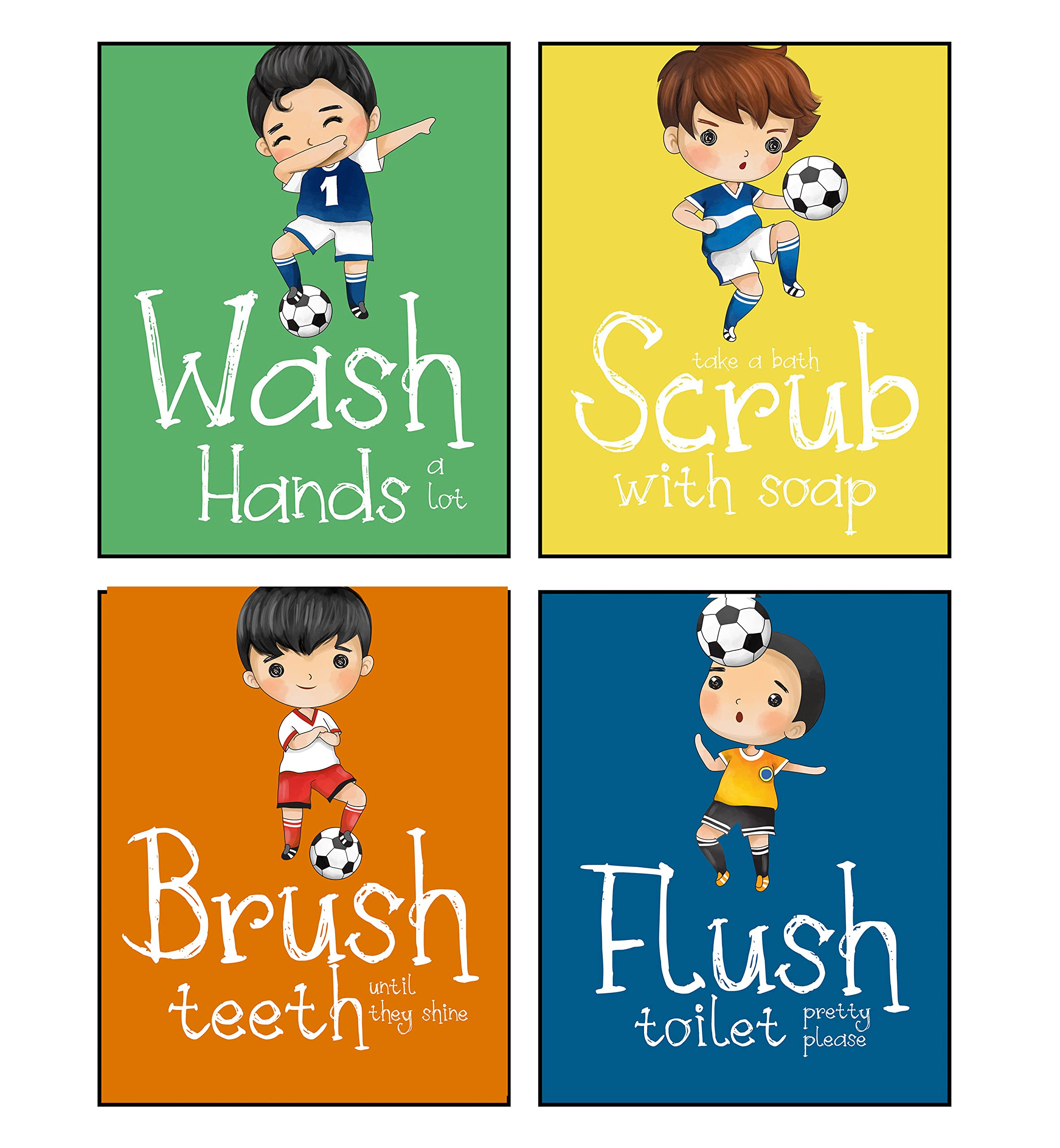 Soccer Themed Bath Room Decor (Bath Art) Bathroom Art Print Wall Hanging Poster Sign