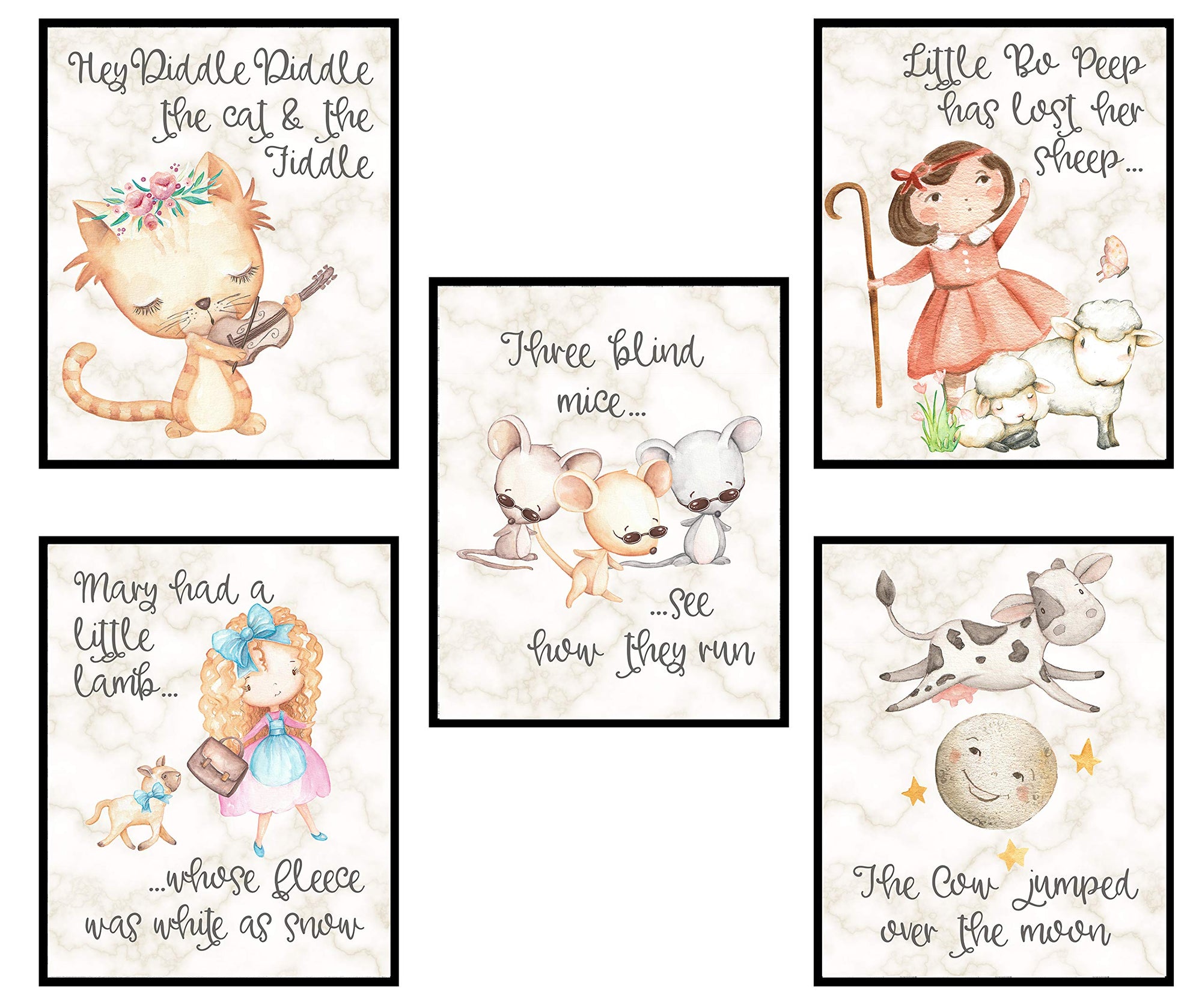 Nursery Rhyme Baby Set Wall Art Baby Gift Decor