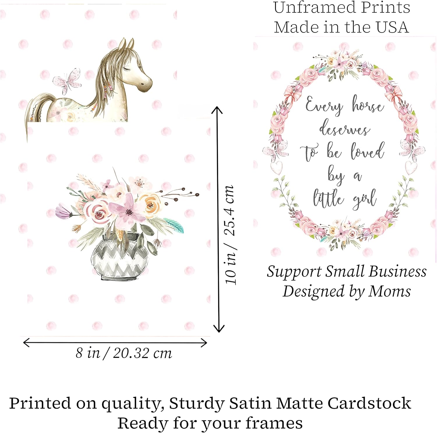 Every Horse Deserves To Be Loved By A Little Girl, Pink Flowers Pony Wall Art Print Decor