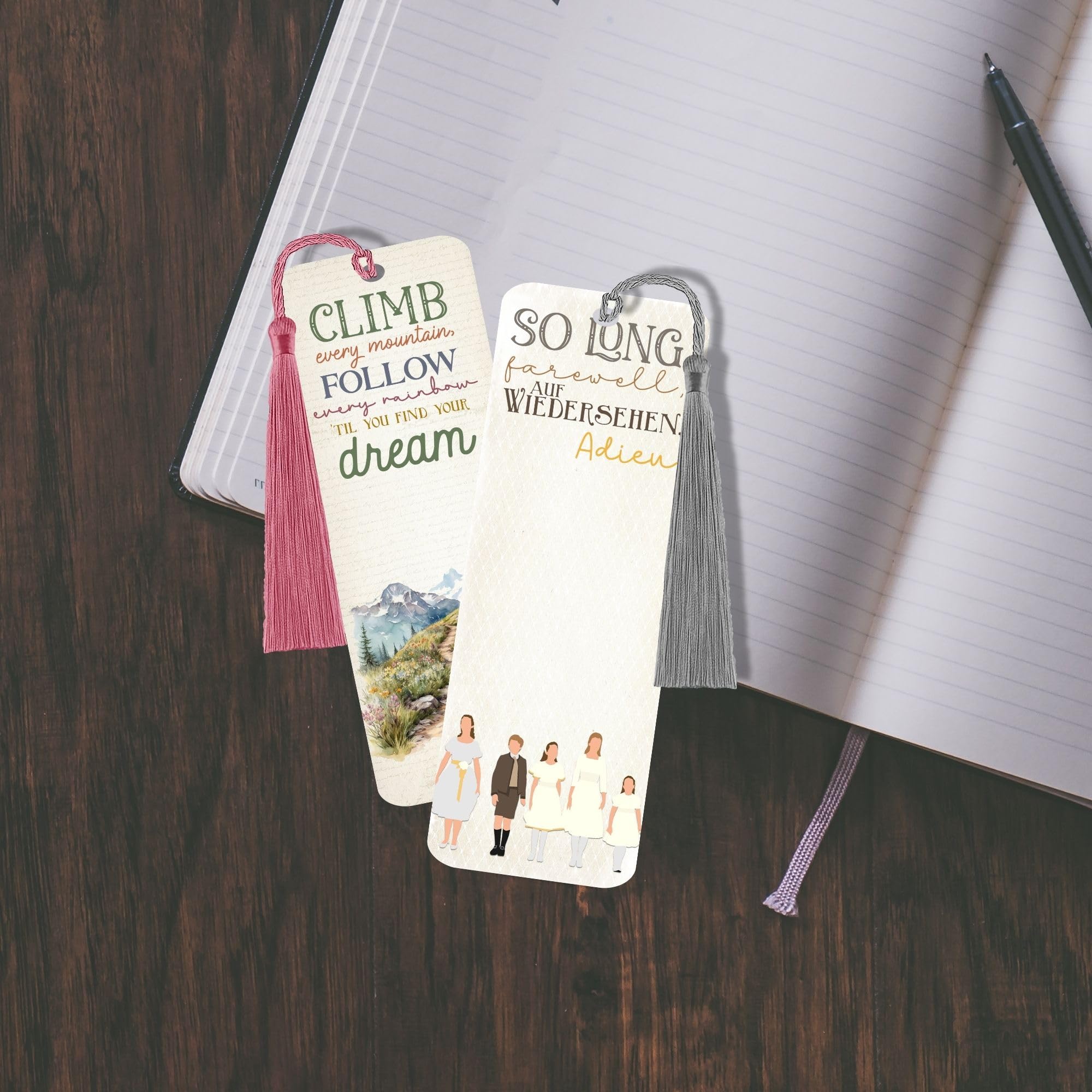Musical Film Inspirational Bookmarks with Tassels - Set of 7 Page Markers
