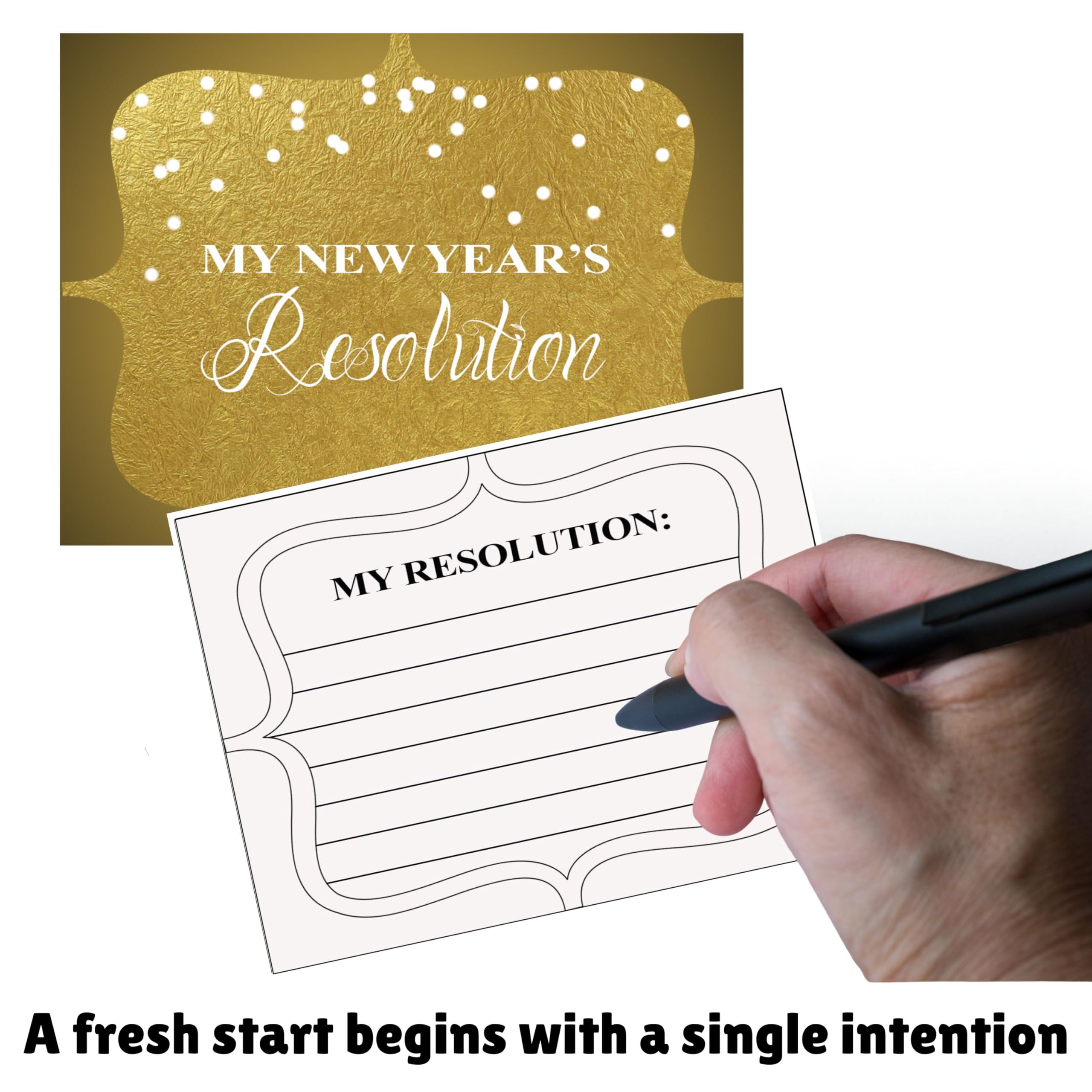 Gold New Year Resolution Cards - Pack of 16 New Year's Eve Party Activity