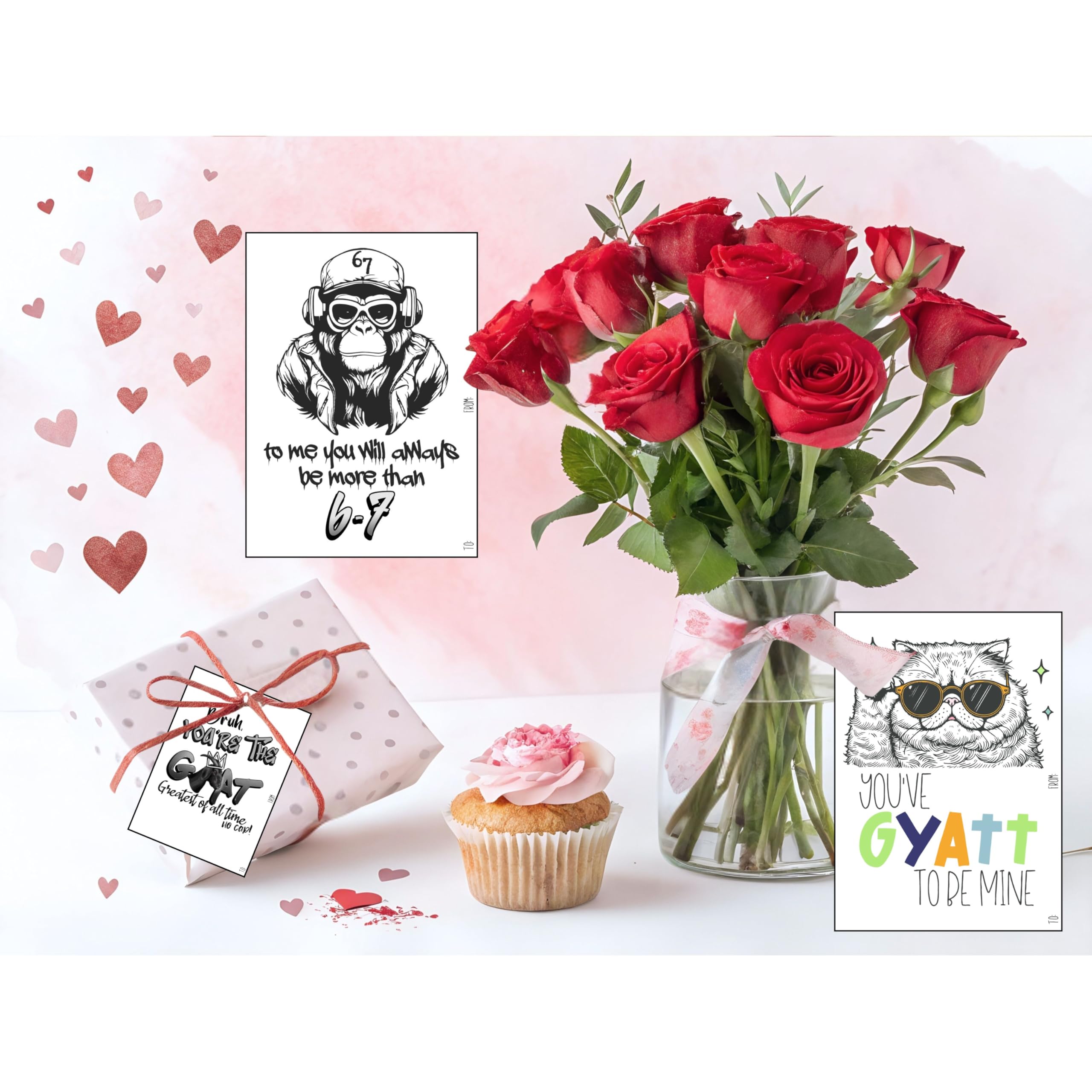 Animal Retro Hip Hop Slang Themed Valentine's Day Classroom Sharing Card Set of 24, You've Got That Rizz Bruh