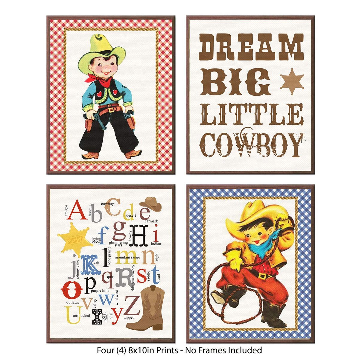 Vintage Retro Lil Buckaroo Cowboy Themed Party Supply Bedroom Bathroom Decor Art Wall Prints Signs