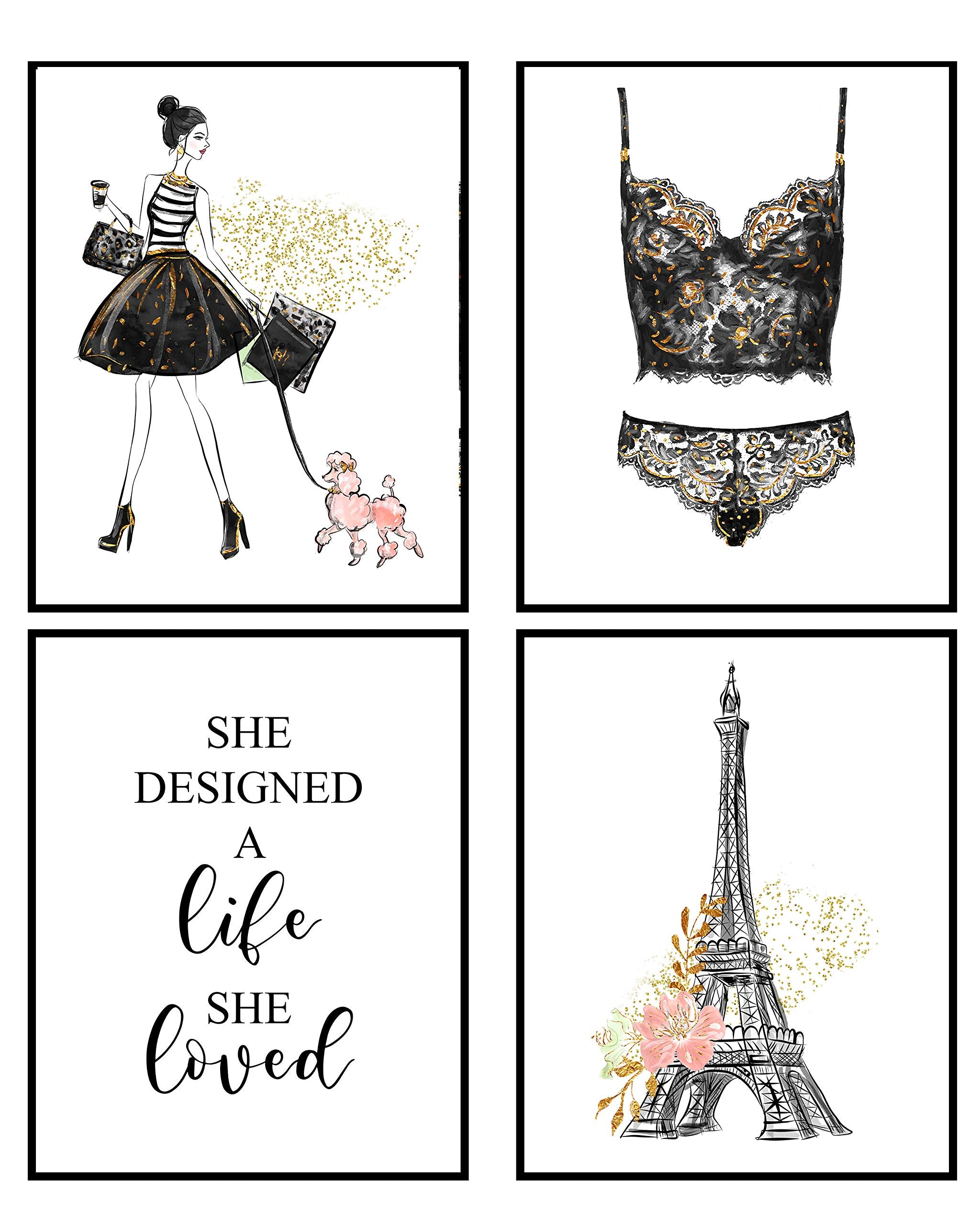 She Designed A Life She Loved Wall Art Prints Decoration (Set of Four) 8x10in