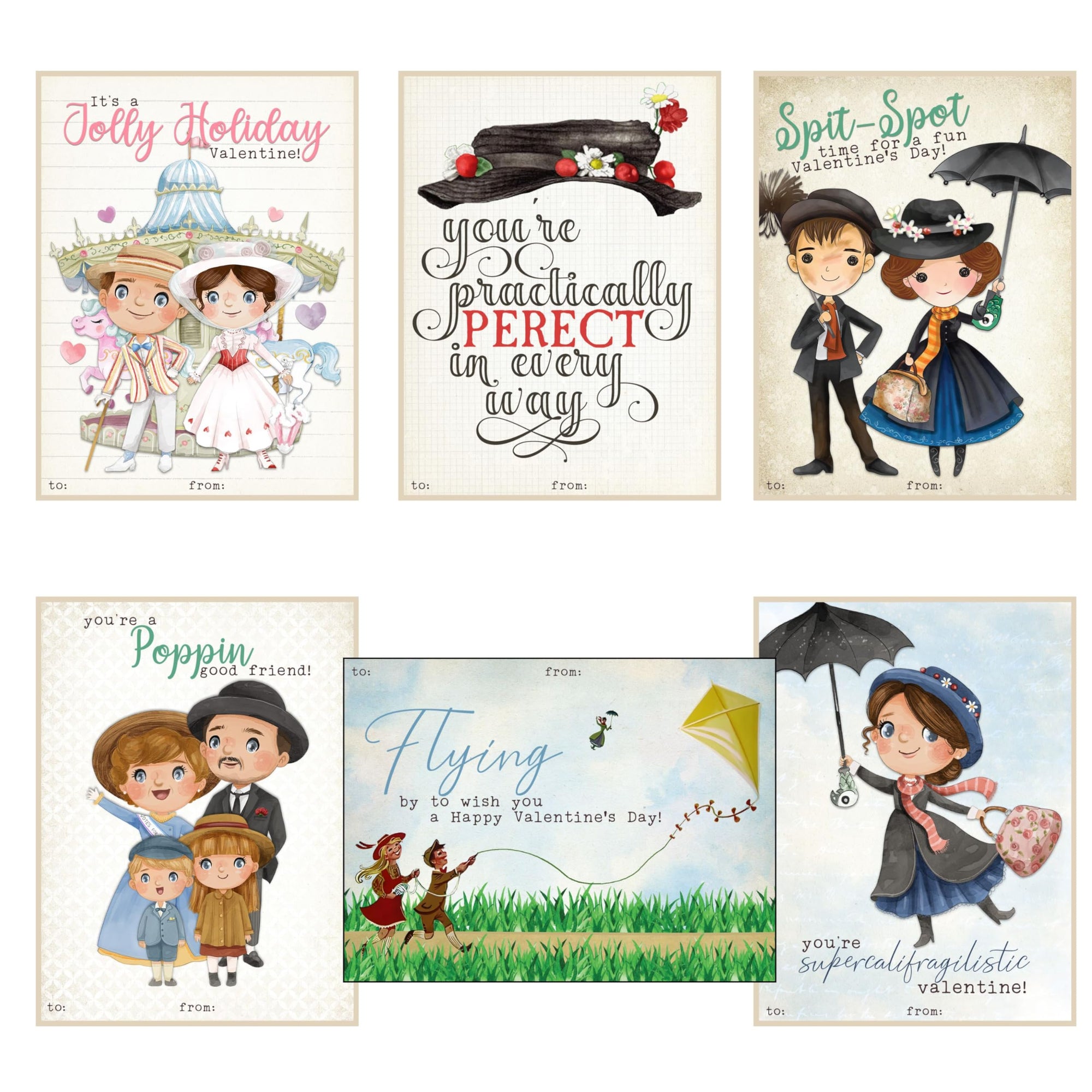 Magical nanny musical themed Valentine's Day classroom sharing cards set of 24