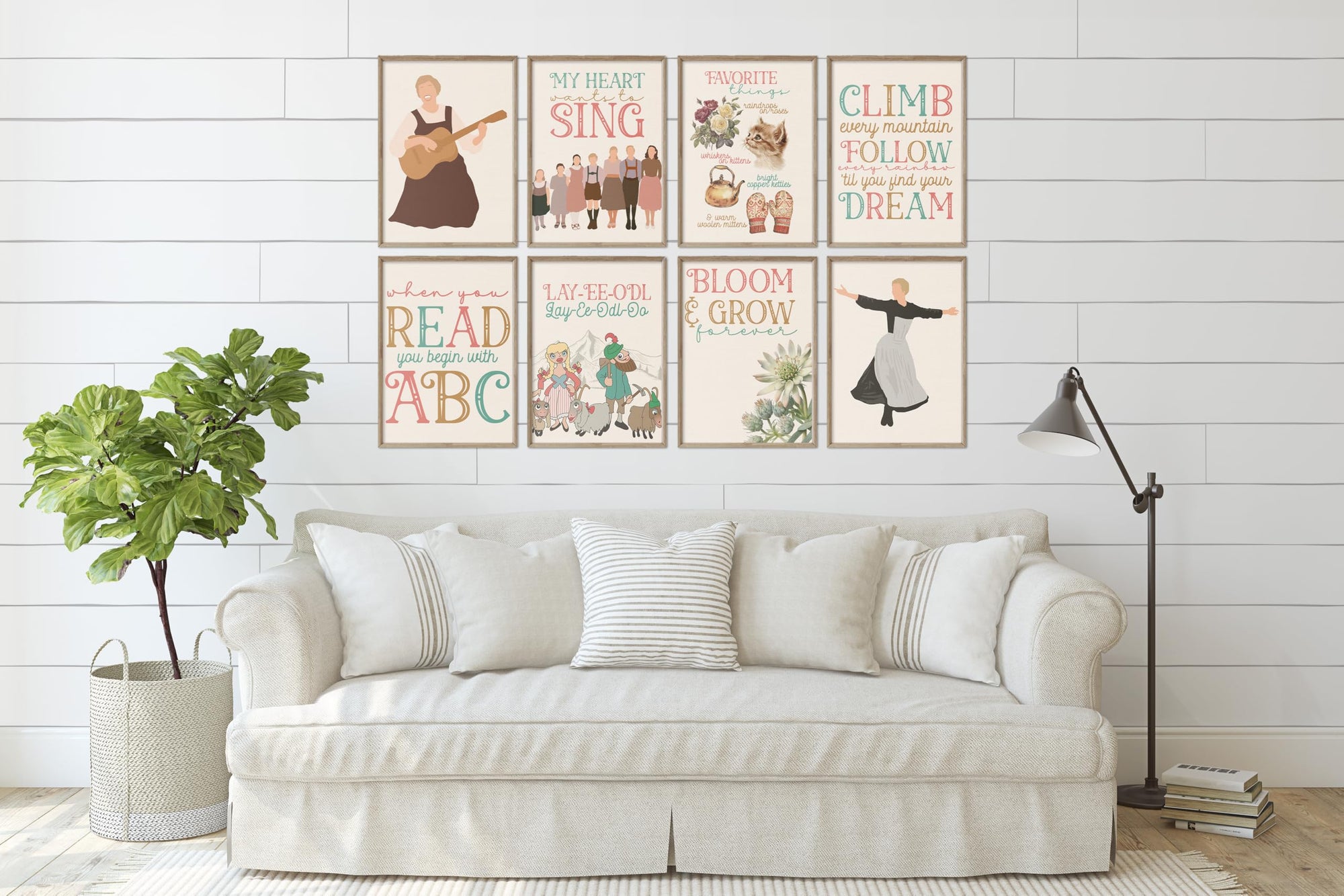 Vintage musical theater wall art print set of eight
