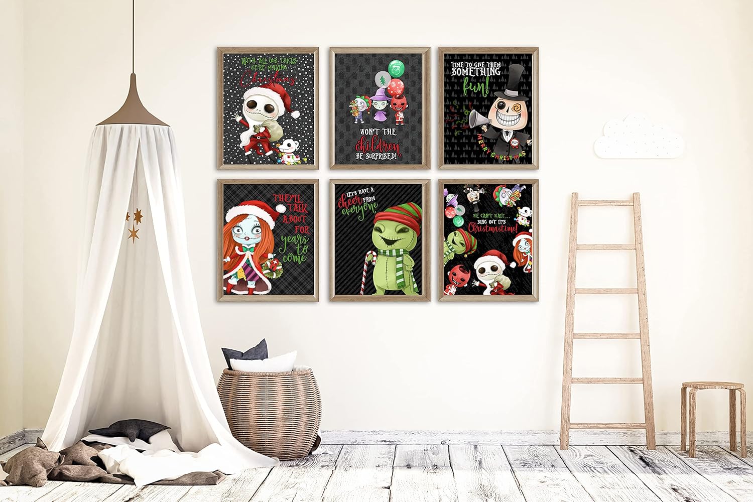 Nightmare Themed Character Wall Art Decor Christmas Cheer Song Prints