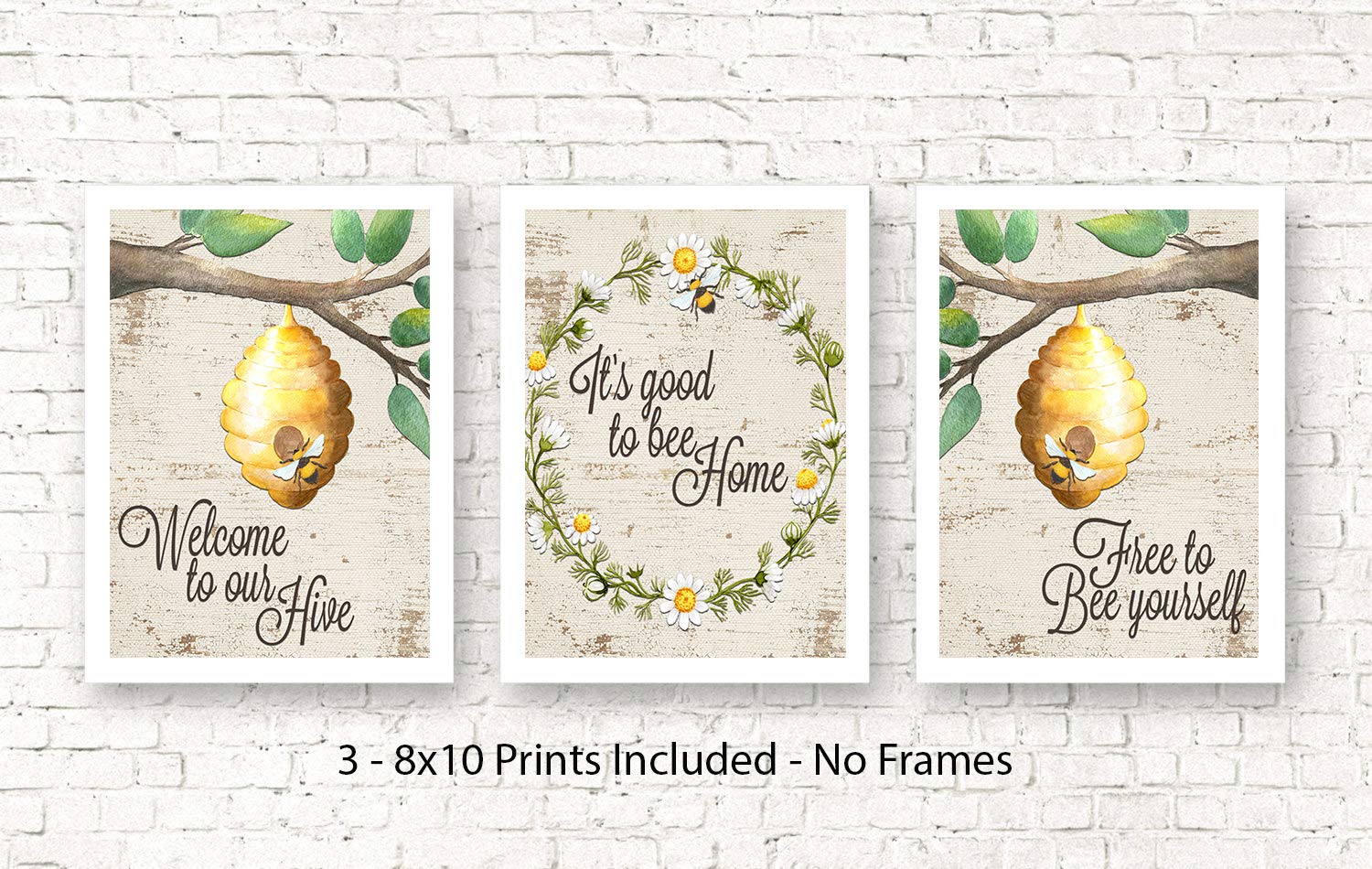 Home Is Where Your Honey Is - Bee Watercolor Wall Art Set