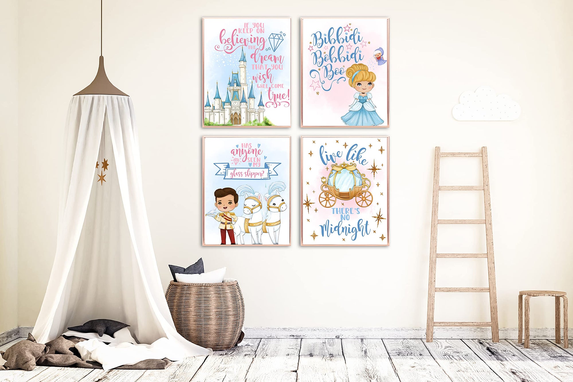 Fairytale Princess Themed Wall Art Prints Decor Decoration Room Home