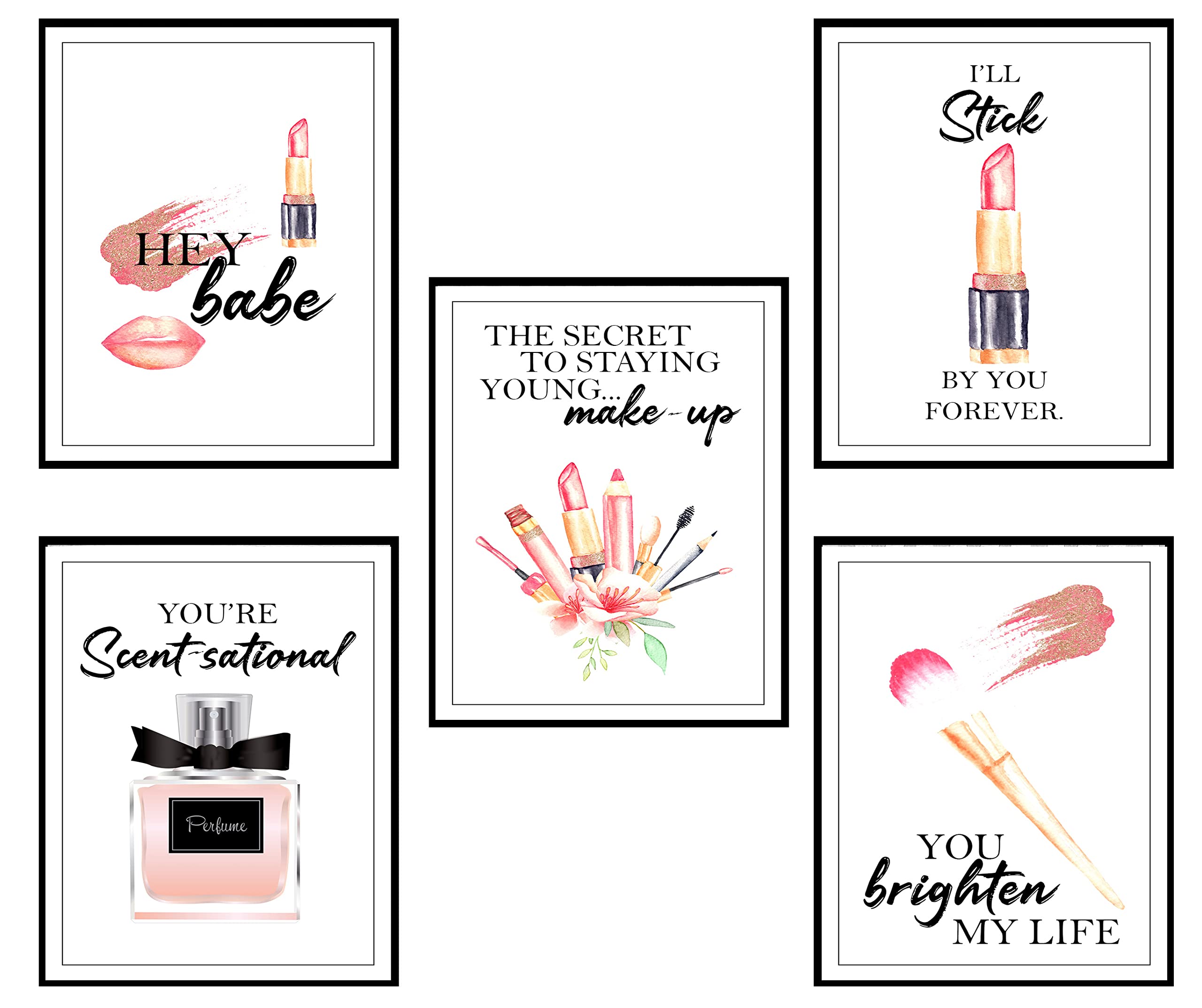 Silly Goose Gifts Life is Short Buy The Lipstick Make Up Room Wall Art Prints (Set of Five) 8x10in Lips