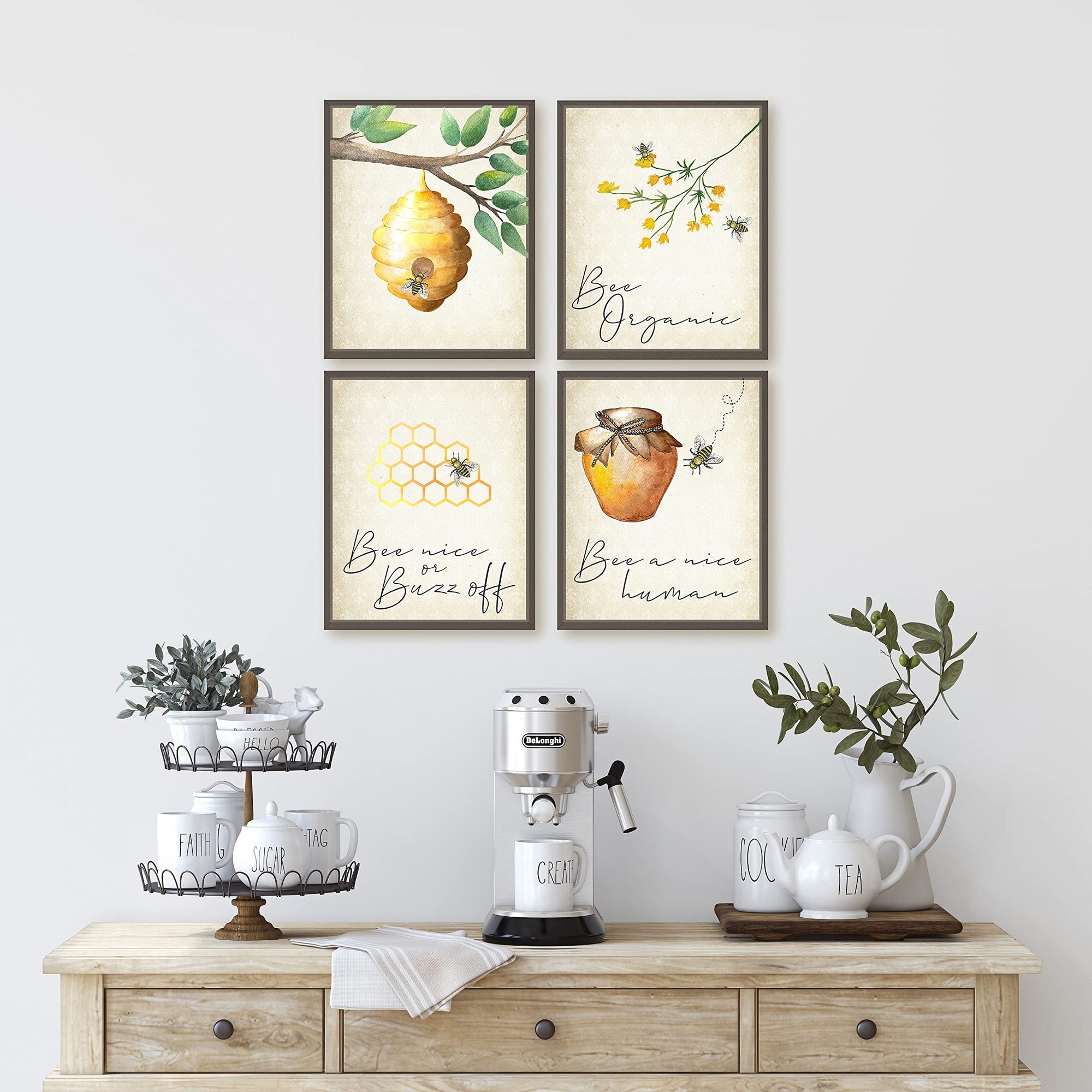 Home Is Where Your Honey Is bee a nice human wall art print set