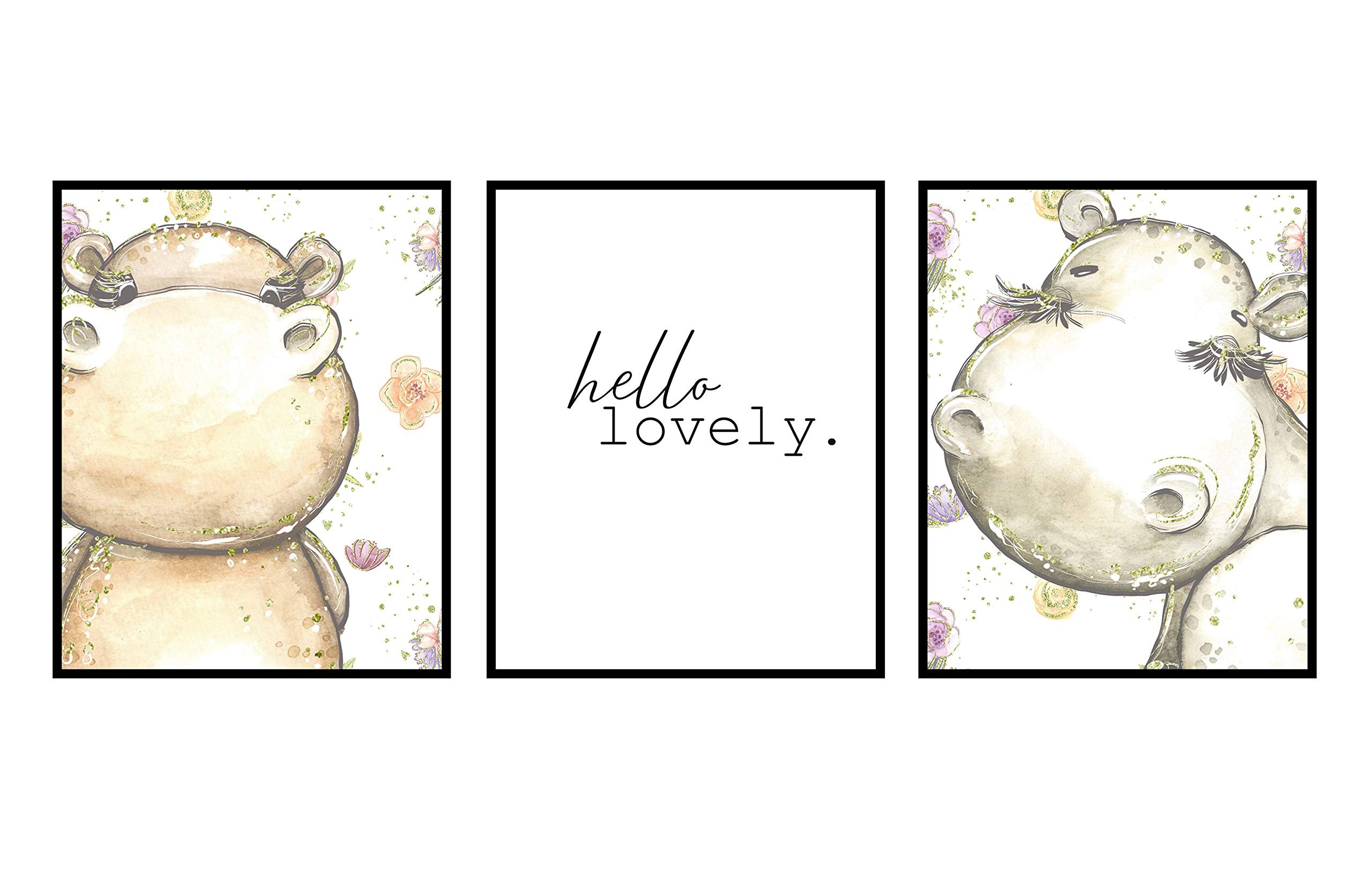 The Hippo is My Spirit Animal Themed - Wall Art Prints Decoration Bath Room Mix Match