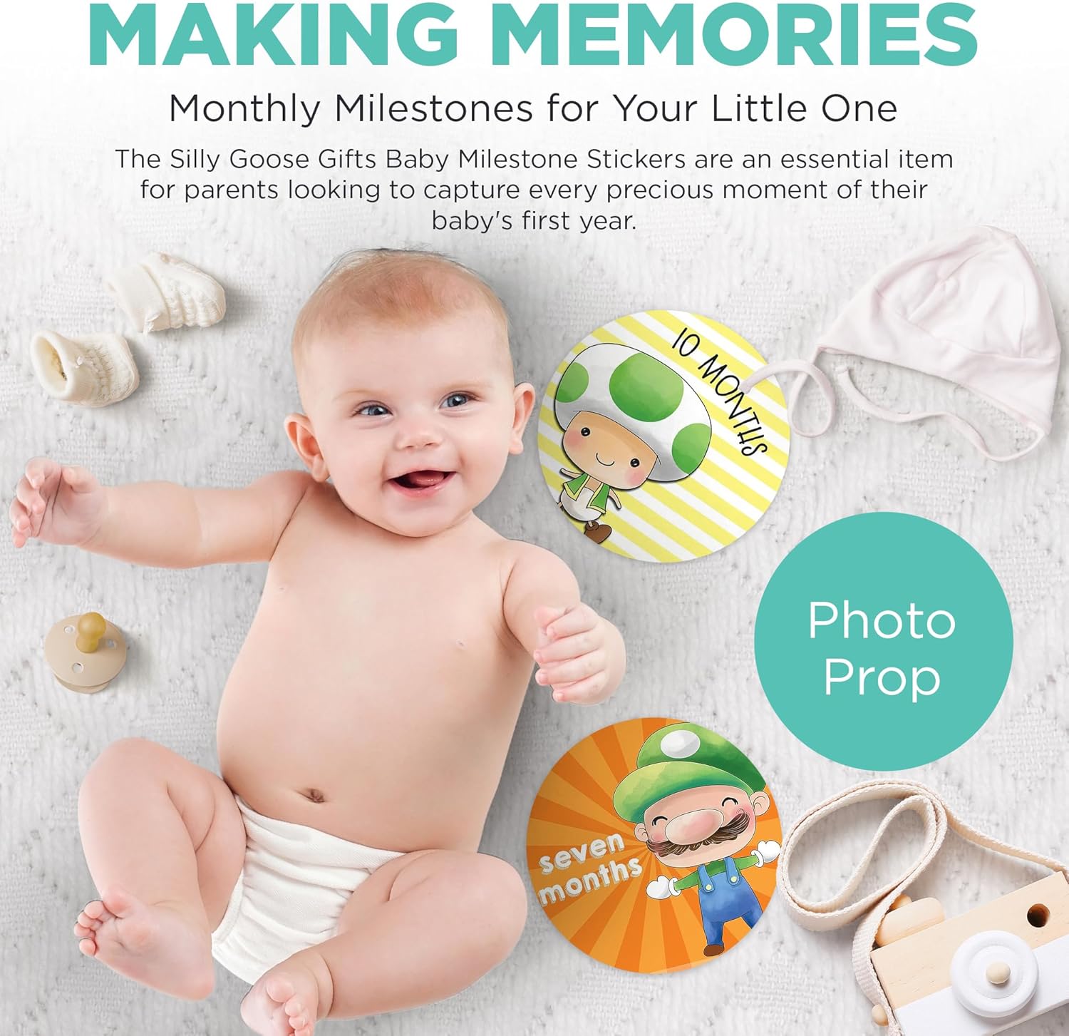 Darling Little Nightmares Character Themed Baby Milestone Stickers (Set of 18) Photo Prop Keepsake