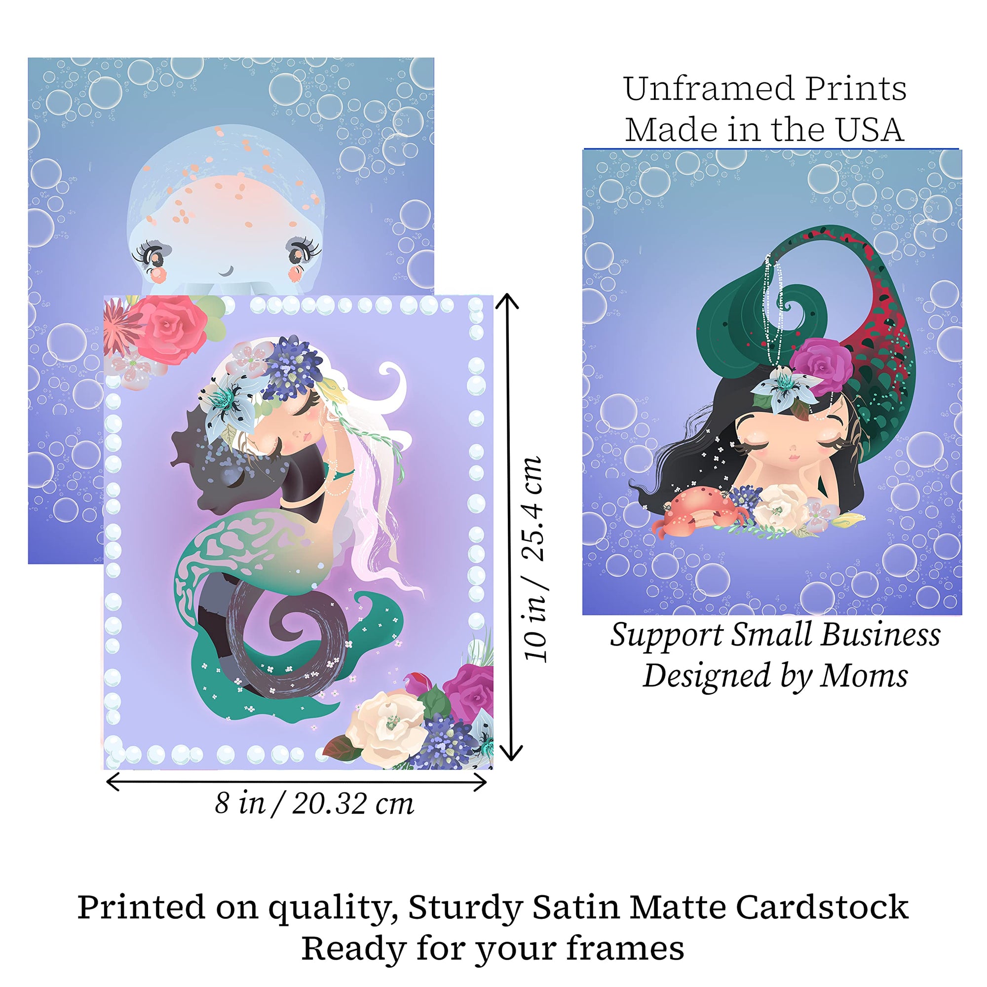 Mightier Than The Waves Mermaid Wall Art Prints - Christian Nursery Decor