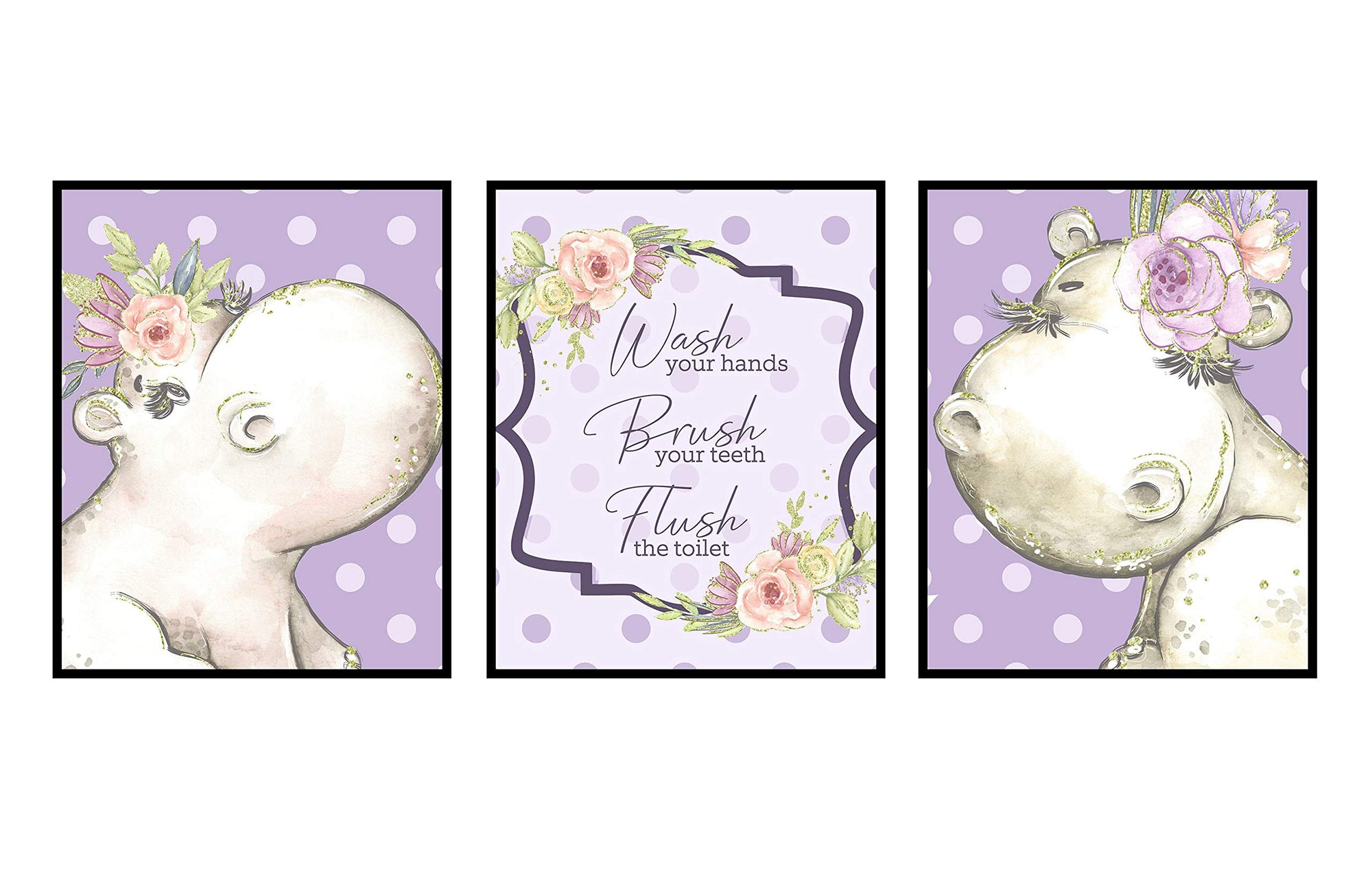 The Hippo is My Spirit Animal Themed - Wall Art Prints Decoration Bath Room Mix Match