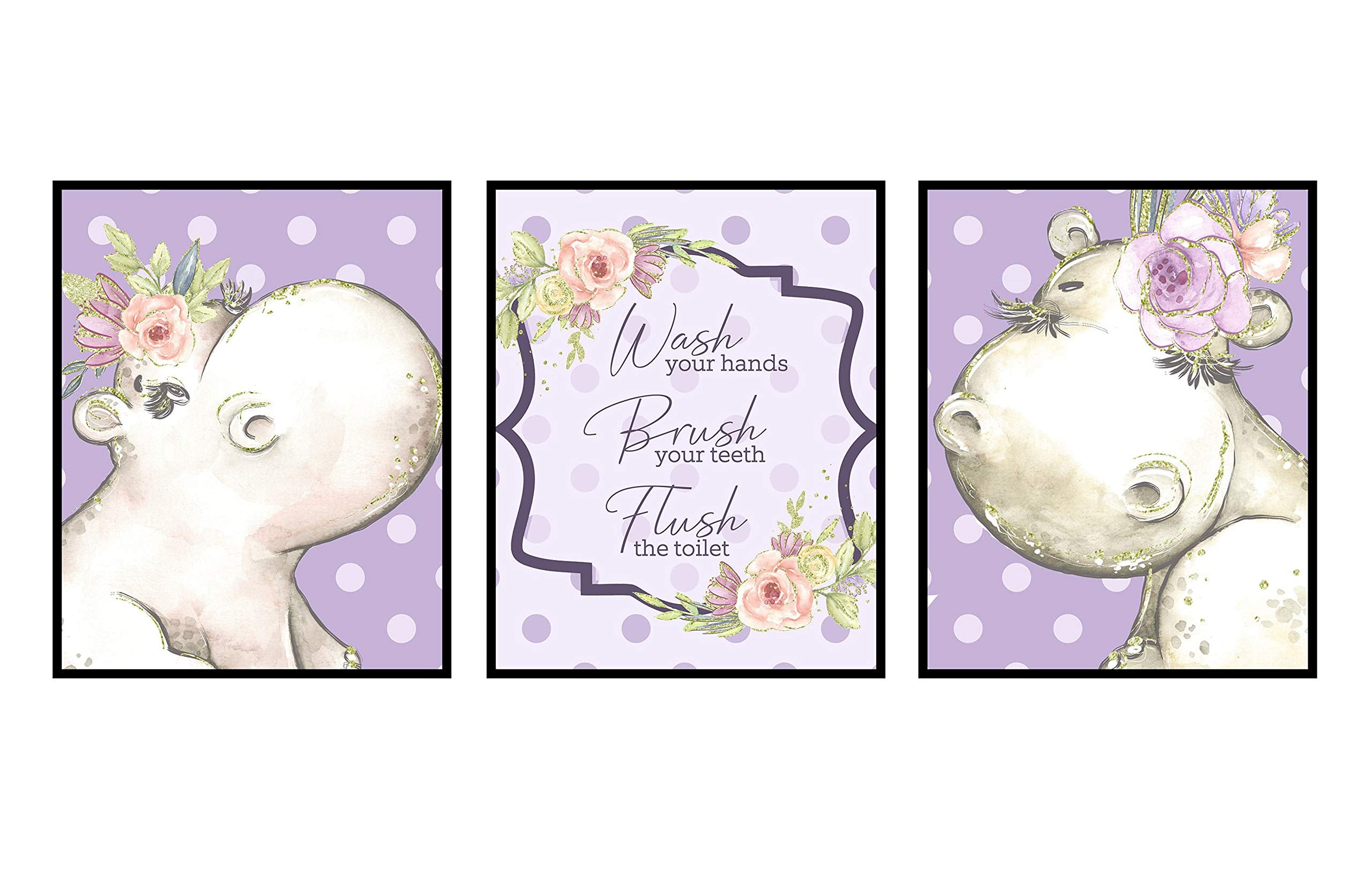The Hippo is My Spirit Animal Themed - Wall Art Prints Decoration Bath Room Mix Match