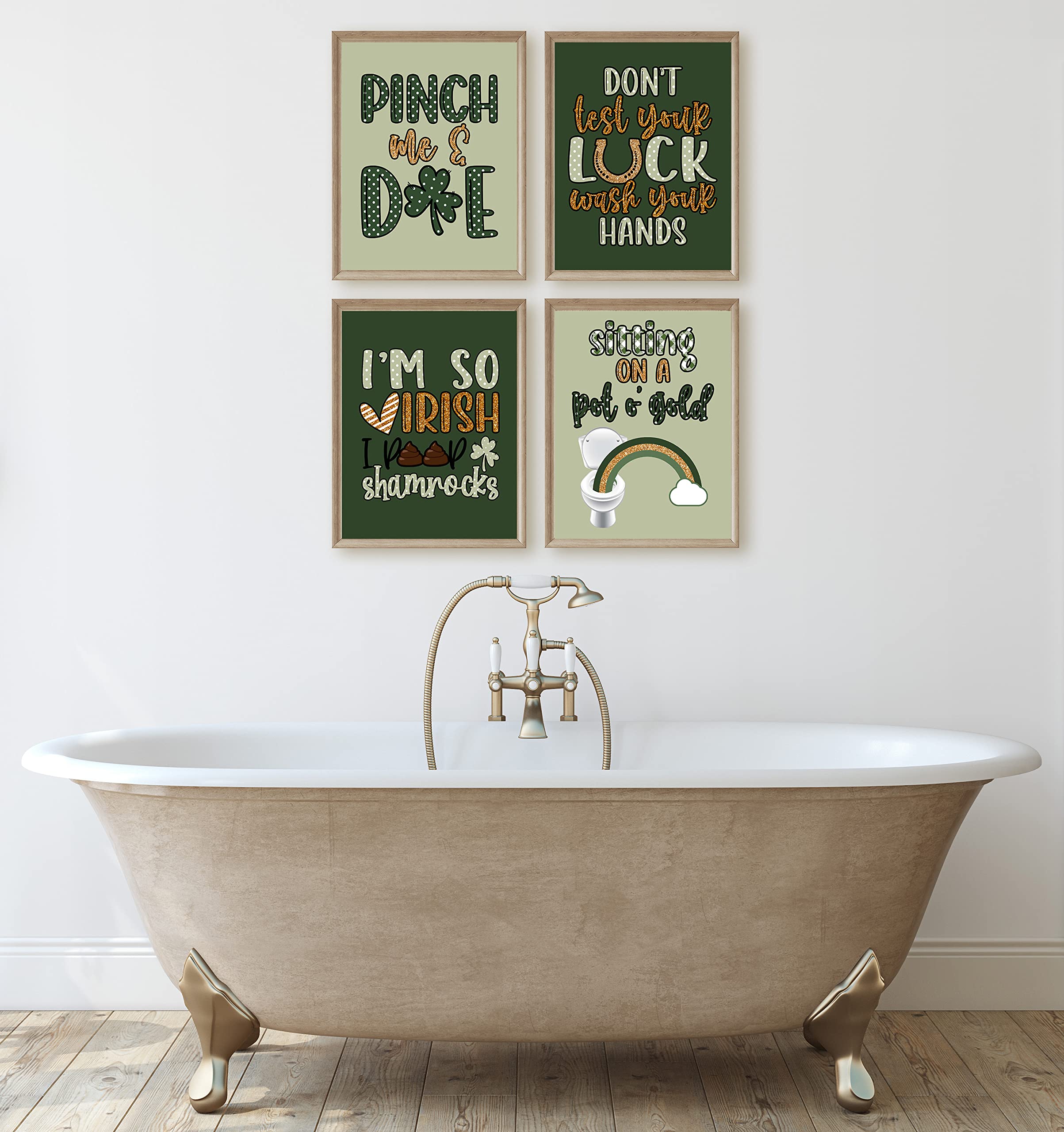 St. Patrick's Day Bathroom Wall Art Prints - Funny Holiday Set