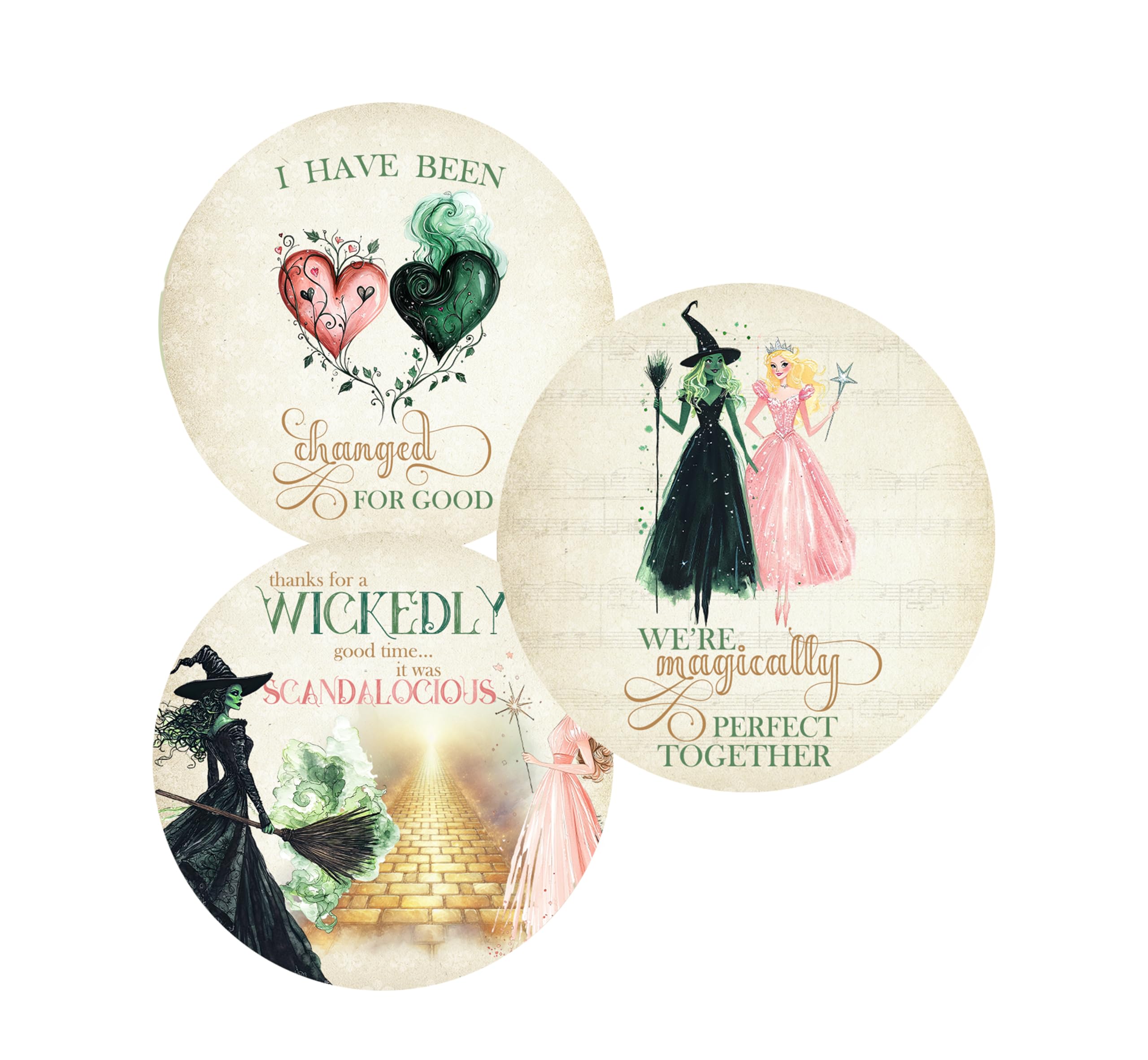 Thanks for a Wickedly Good Time - I Have Been Changed For Good Party Favor Stickers (Set of 24) Thank You 2.5 Circle Self Adhesive Label
