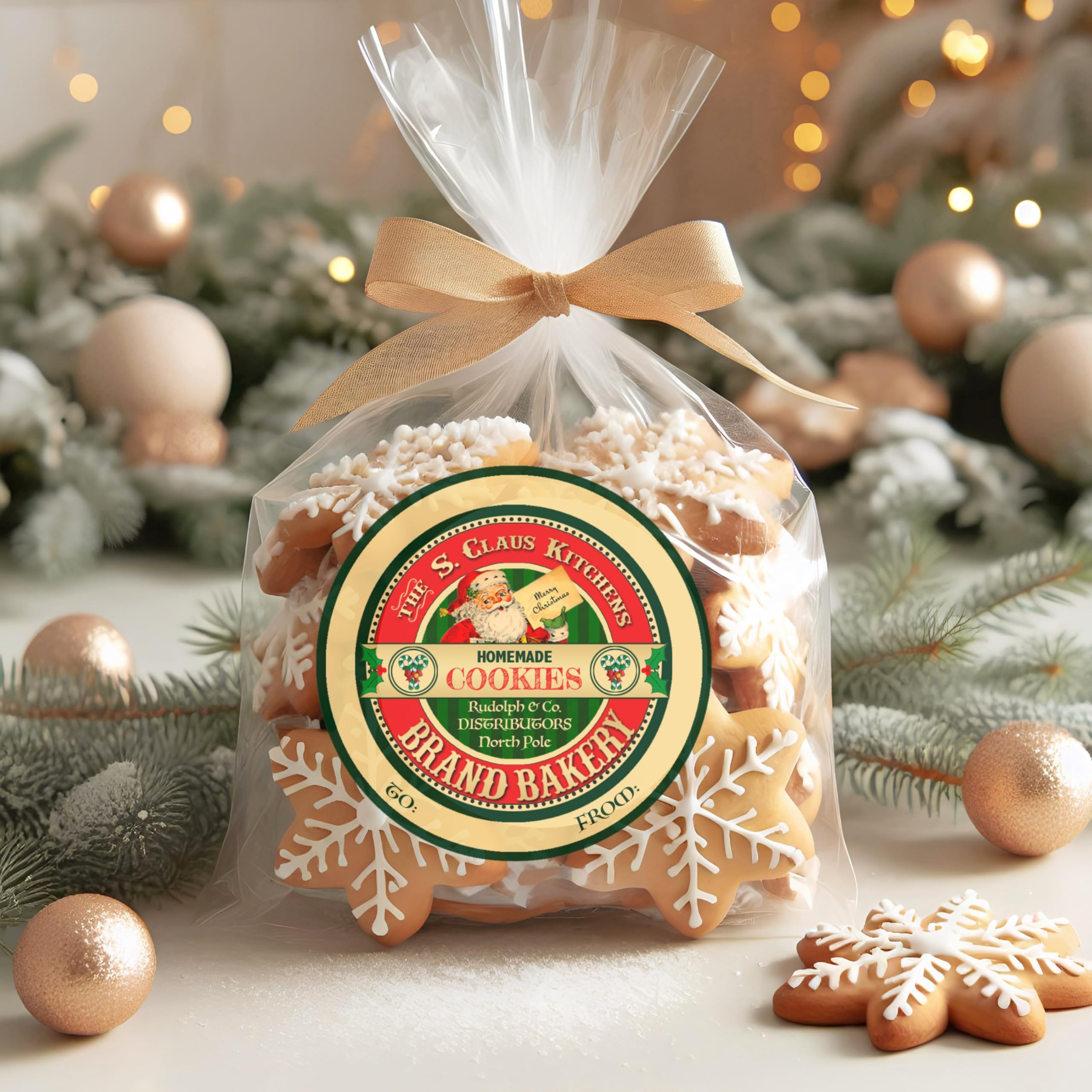 Vintage S. Clause Kitchens Bakery Christmas Gift Stickers - Set of 24 Labels