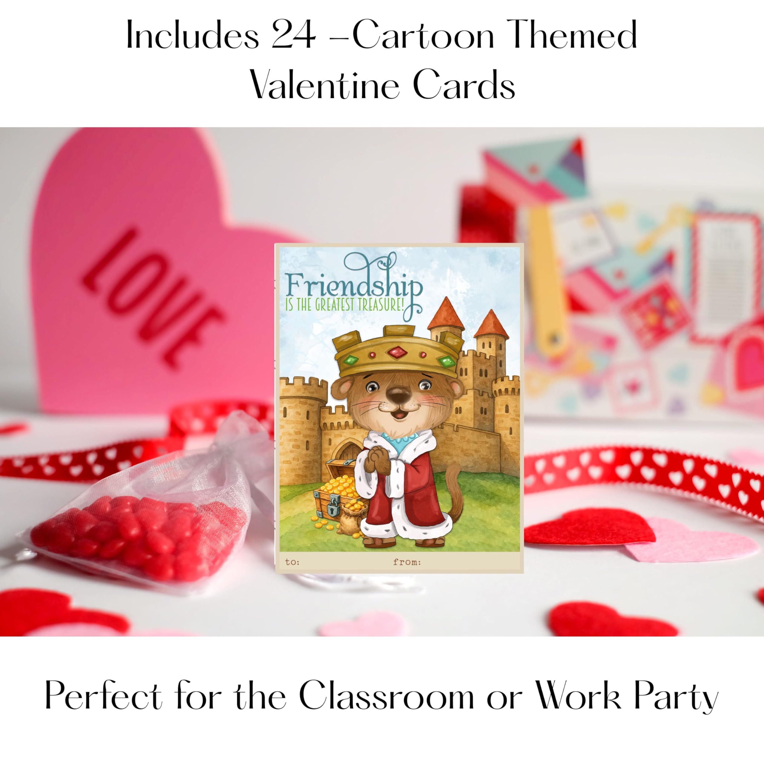 Storybook Fox Archer Themed Valentine's Day Classroom Sharing Cards (Set of 24)