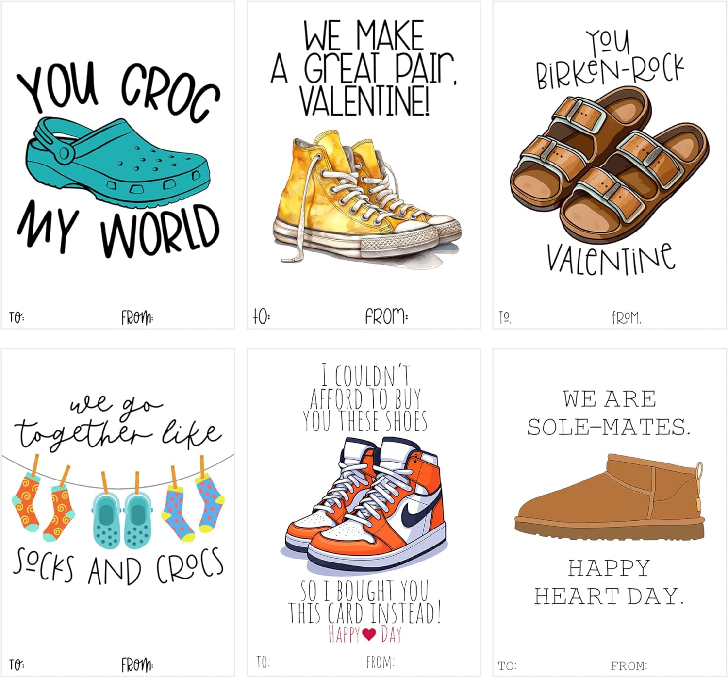 Trendy Designer Shoe Themed Valentines Day Card for Kids School Classroom Exchange