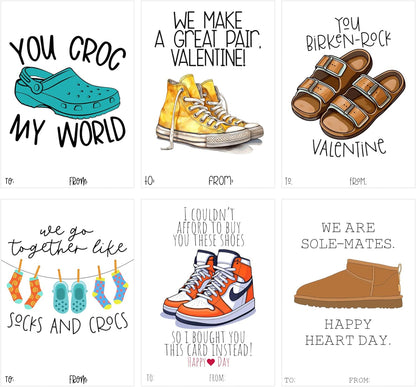 Silly Goose Gifts Trendy Designer Shoe Themed Valentines Day Card for Kids School Classroom Exchange (Set of 24)