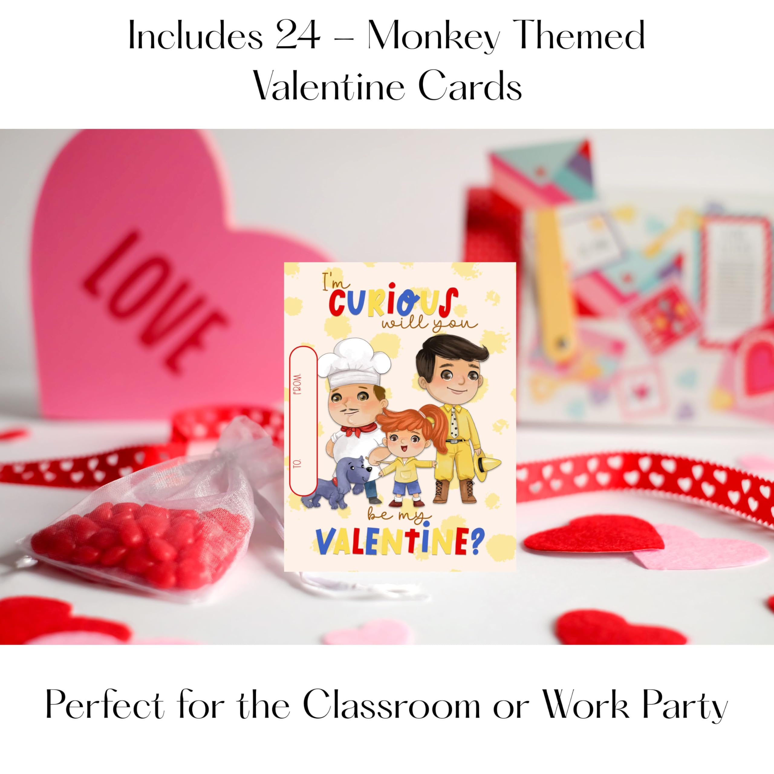Cute Monkey Valentine Day Classroom Sharing Cards (Set of 24) Valentine's Party Exchange - I'm Bananas for You