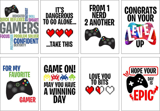 Silly Goose Gifts Greeting Cards For Your Gamer - Neon Video Game Themed (Set of 8) Assorted