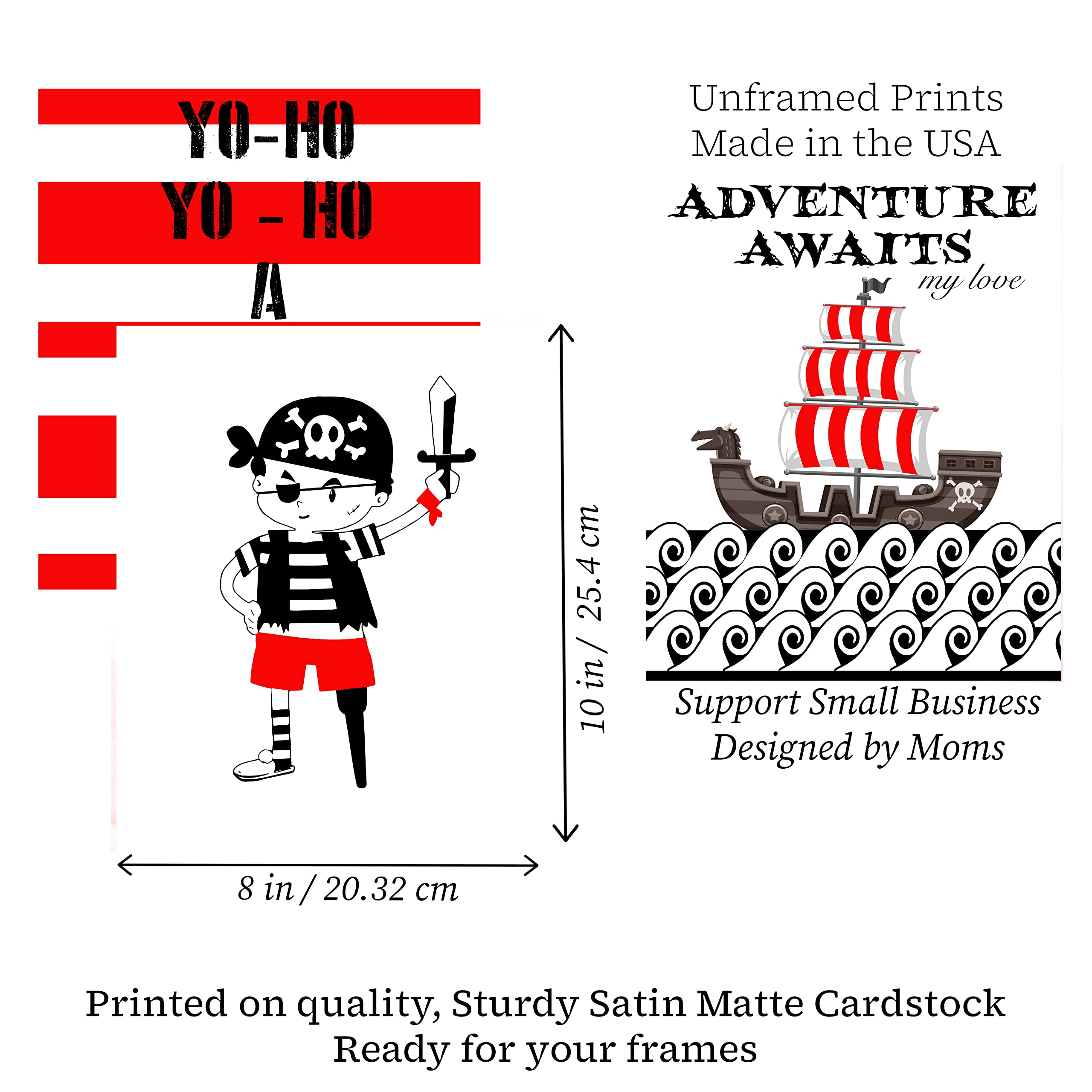 Pirate Life Adventure Kids Wall Art Prints - Nursery Decor Set