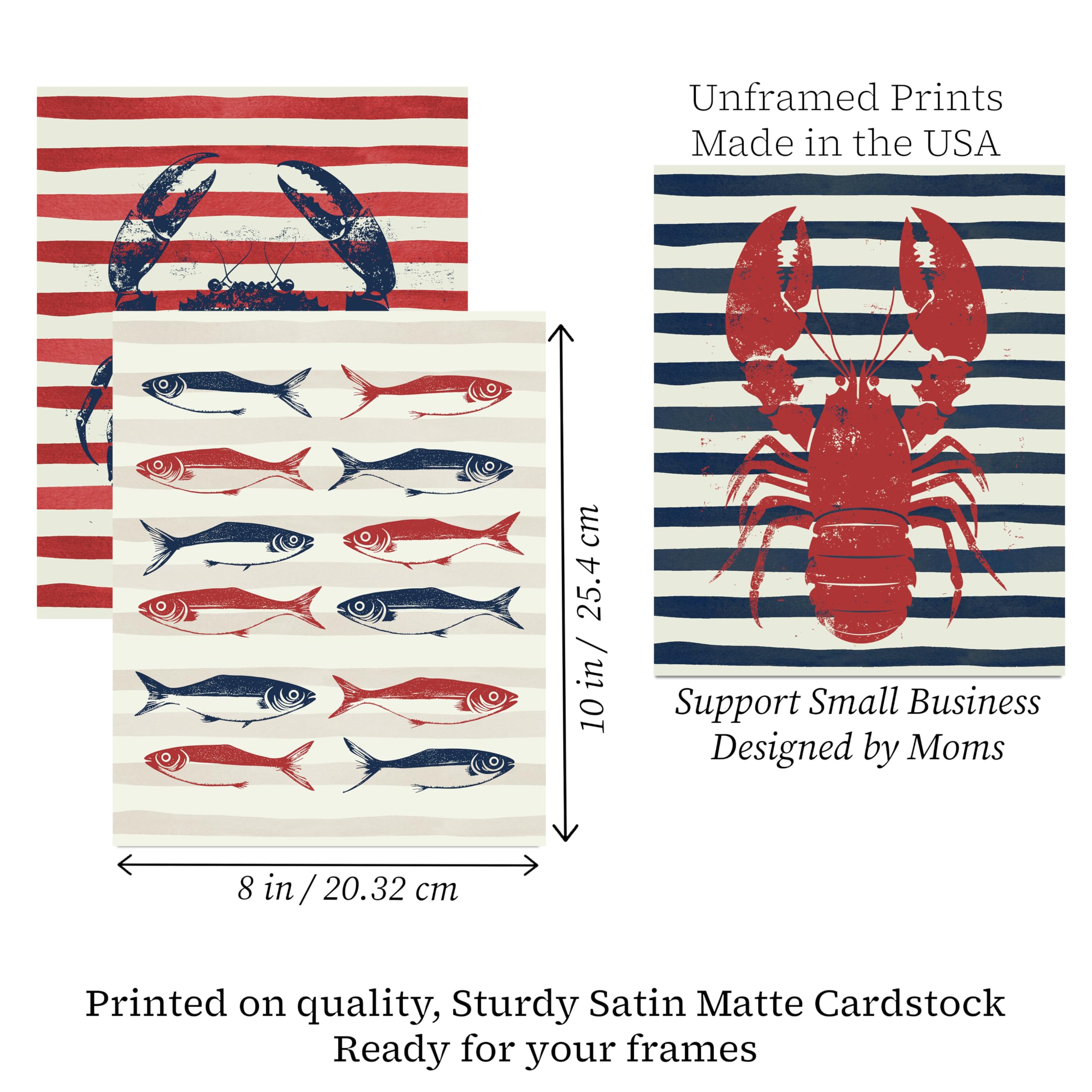Fisherman Aesthetic Nautical Wall Art Prints - Set of 3, 8x10