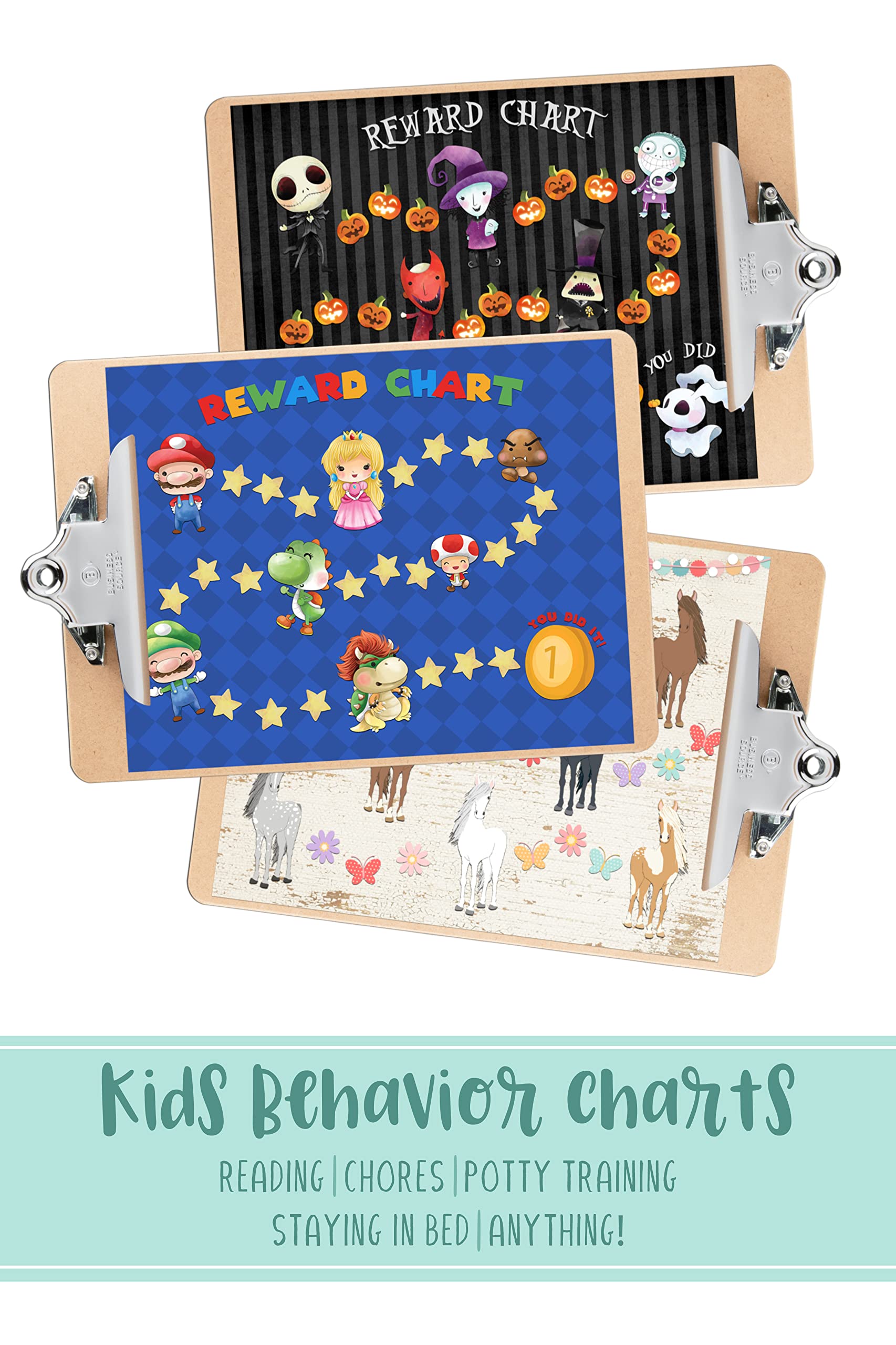 Horse Themed Kids Reward Charts - Set of 6 Behavior & Responsibility Charts