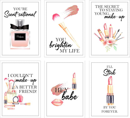 Silly Goose Gifts You Brighten My Life - Make Up Beauty Themed Greeting Card Assortment Set (Set of 6) with Envelopes Blank