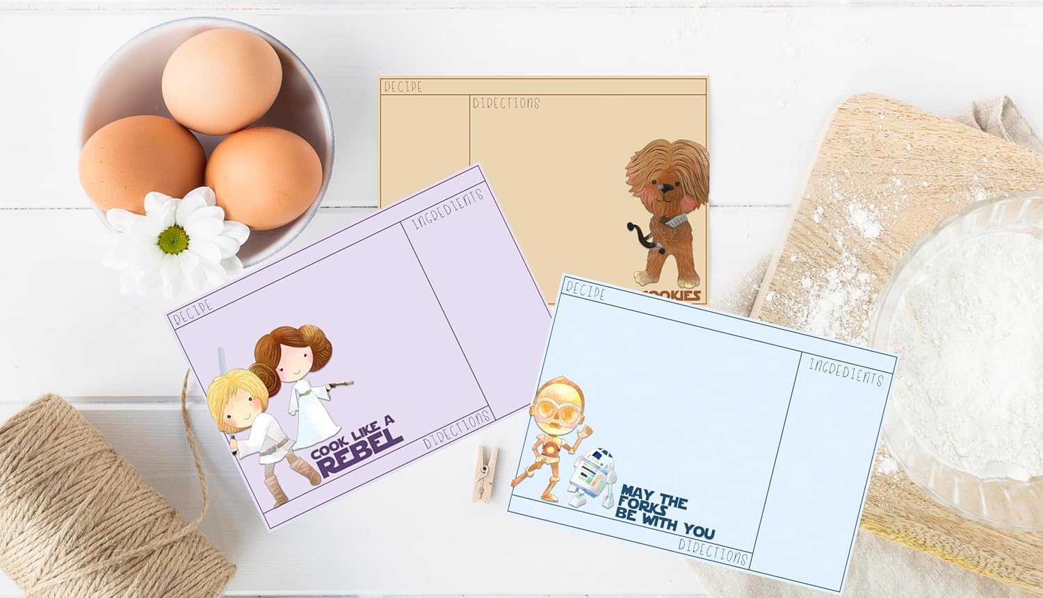 Cook Like A Rebel Kitchen Recipe Cards - 4x6 Thick Cardstock Write On Gift Set