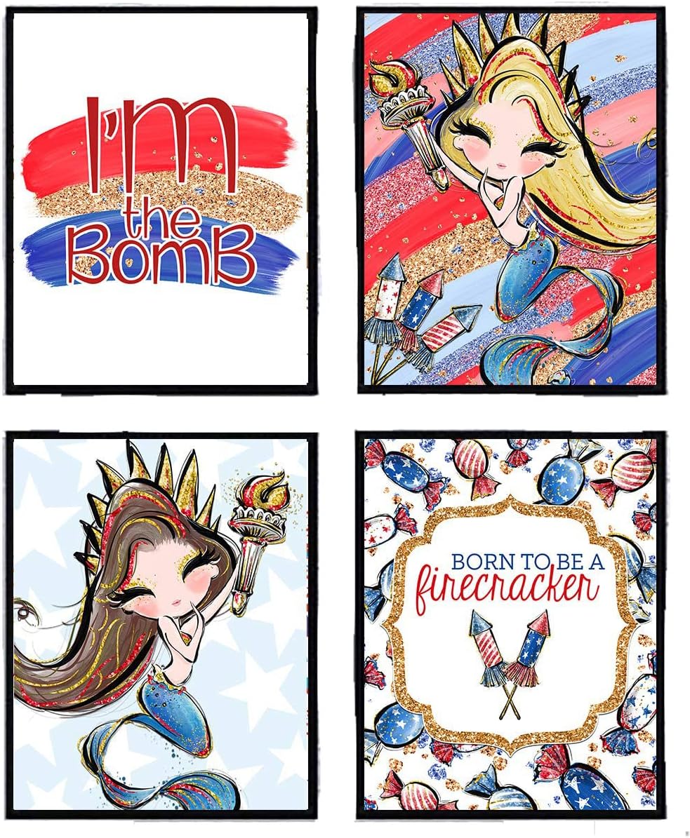 Liberty Freedom Firecracker Red White Blue Themed Room Wall Art Prints Decor Sets
