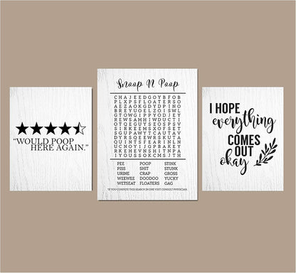 I Herd That! - Funny Farmhouse Bathroom Themed Decor Art Farm Rustic Wood Style Wall Prints Set Cow Pig Poster Signs Typography Cute Rules Toilet Paper Truck